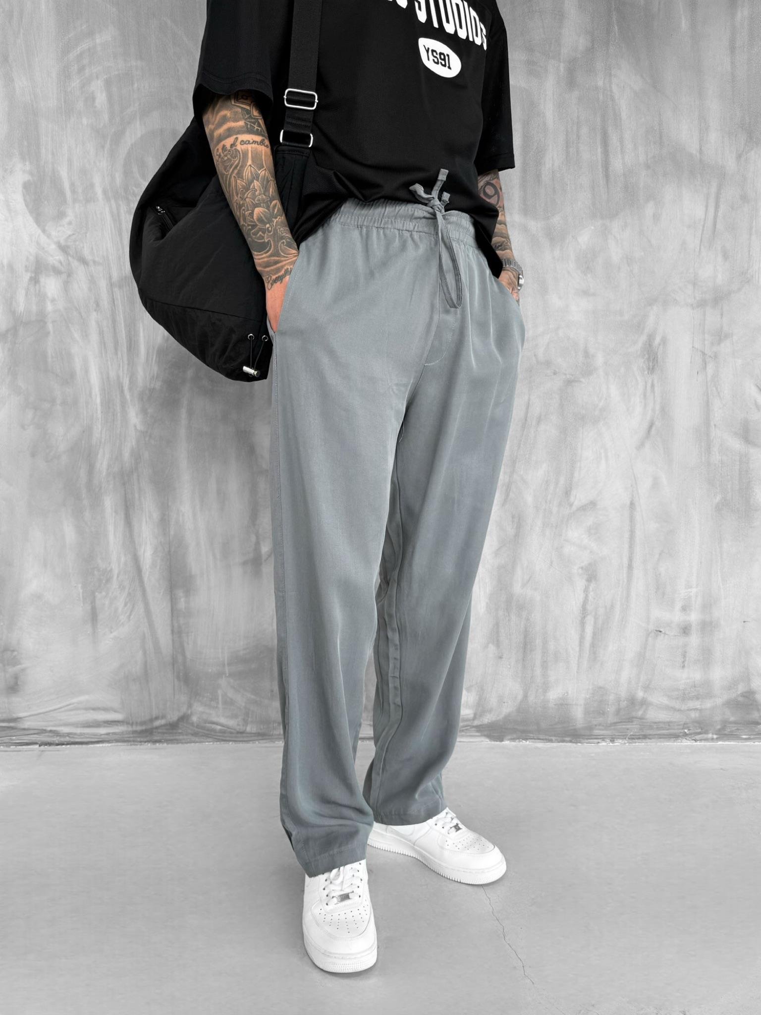 Erkek Baggy Fit Beli Lastikli Rahat Pantolon Gri