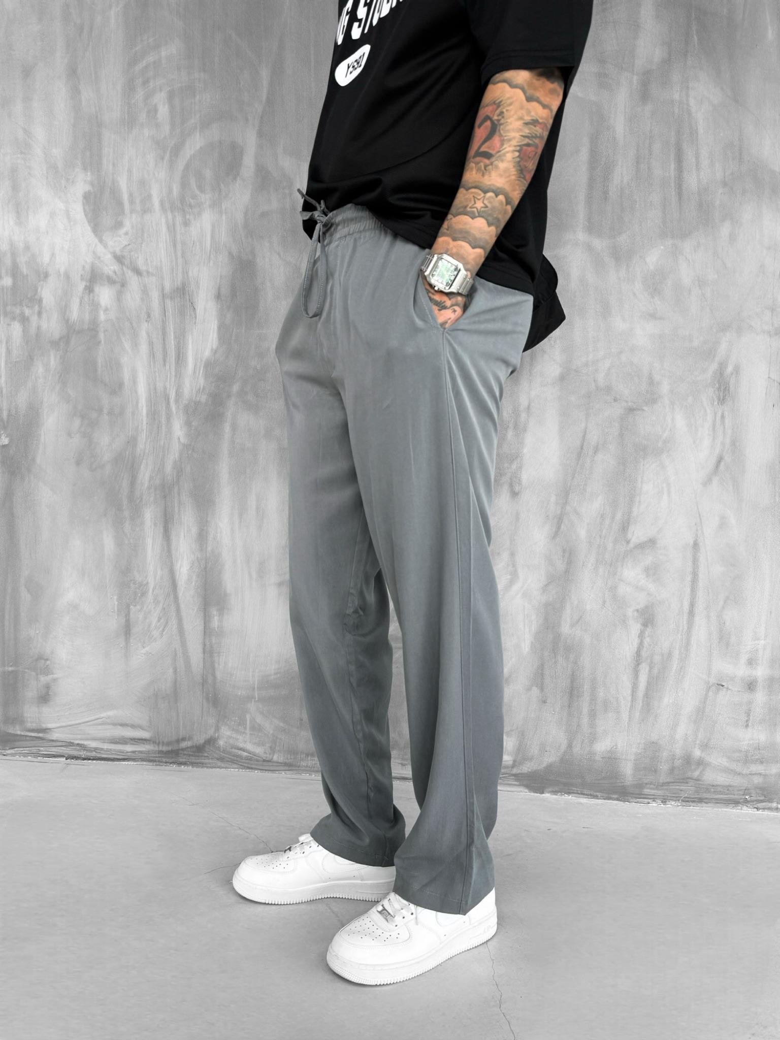 Erkek Baggy Fit Beli Lastikli Rahat Pantolon Gri