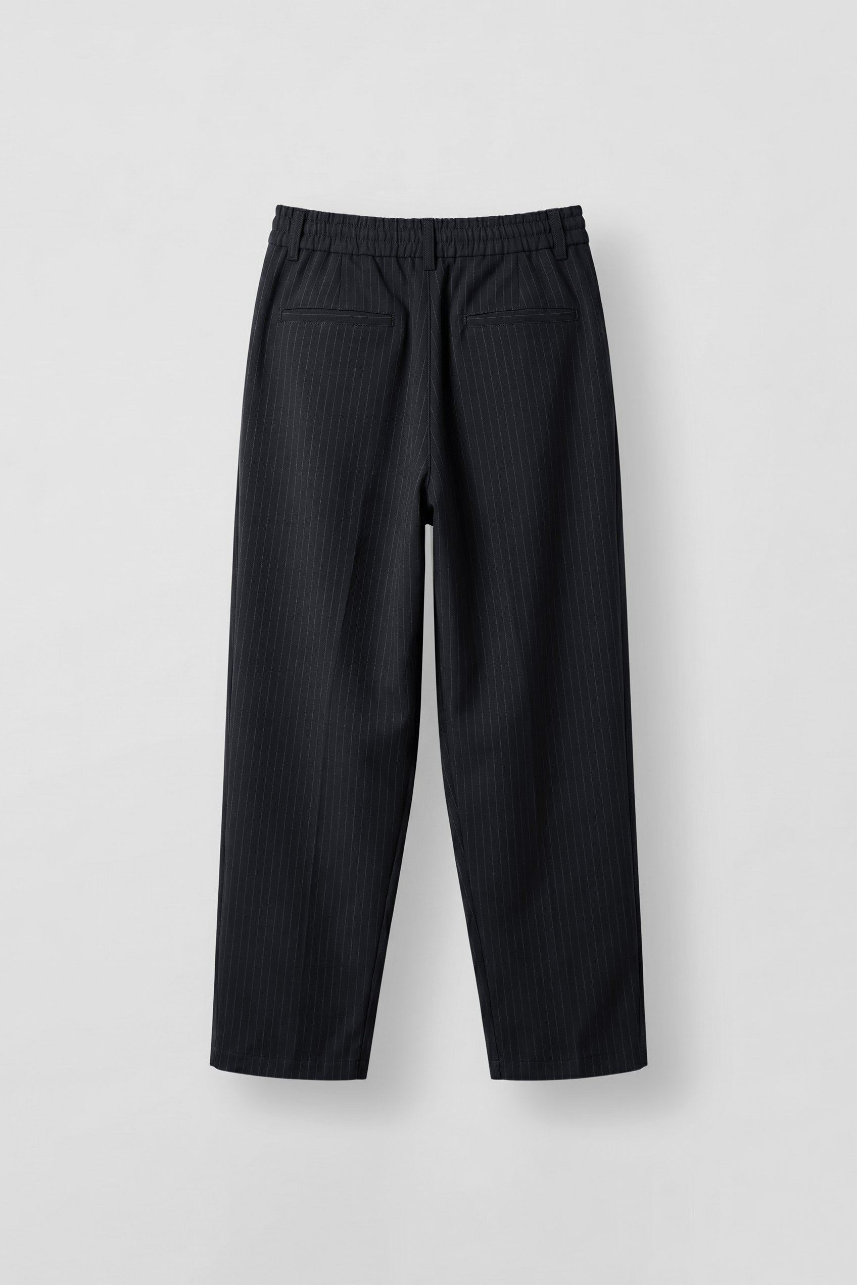 Erkek Baggy Fit Çizgili Pamuklu Kumaş Pantolon Lacivert