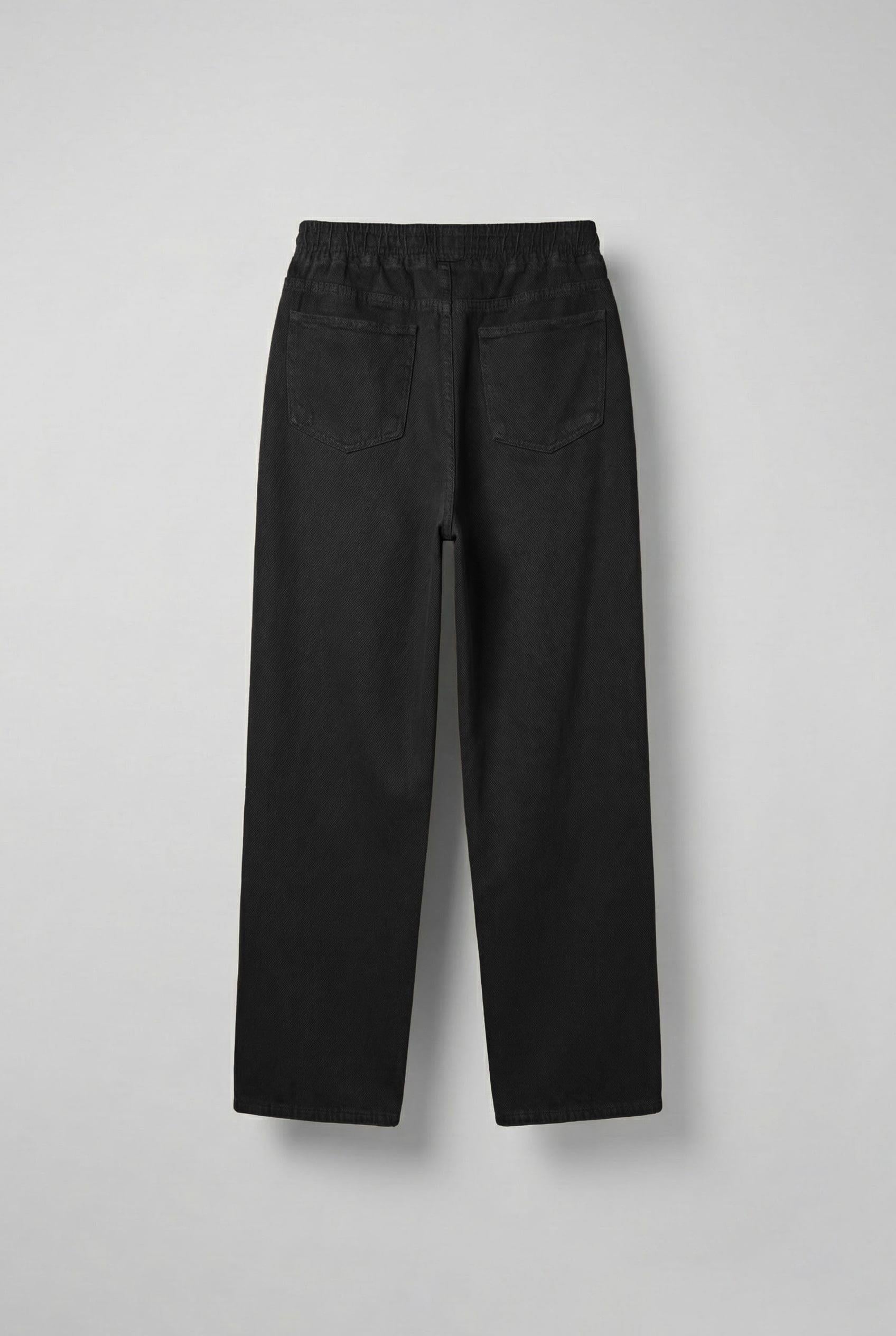 Erkek Baggy Fit Gabardin Kumaş Pantolon Siyah