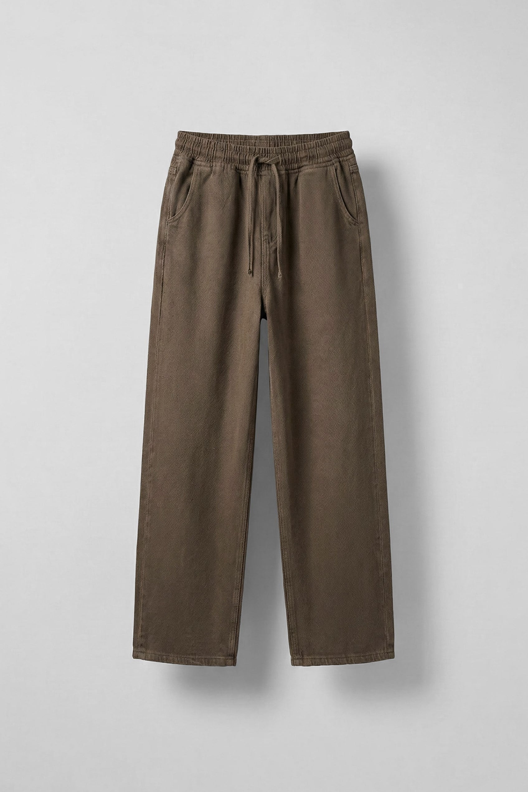 Erkek Baggy Fit Gabardin Kumaş Pantolon Kahverengi