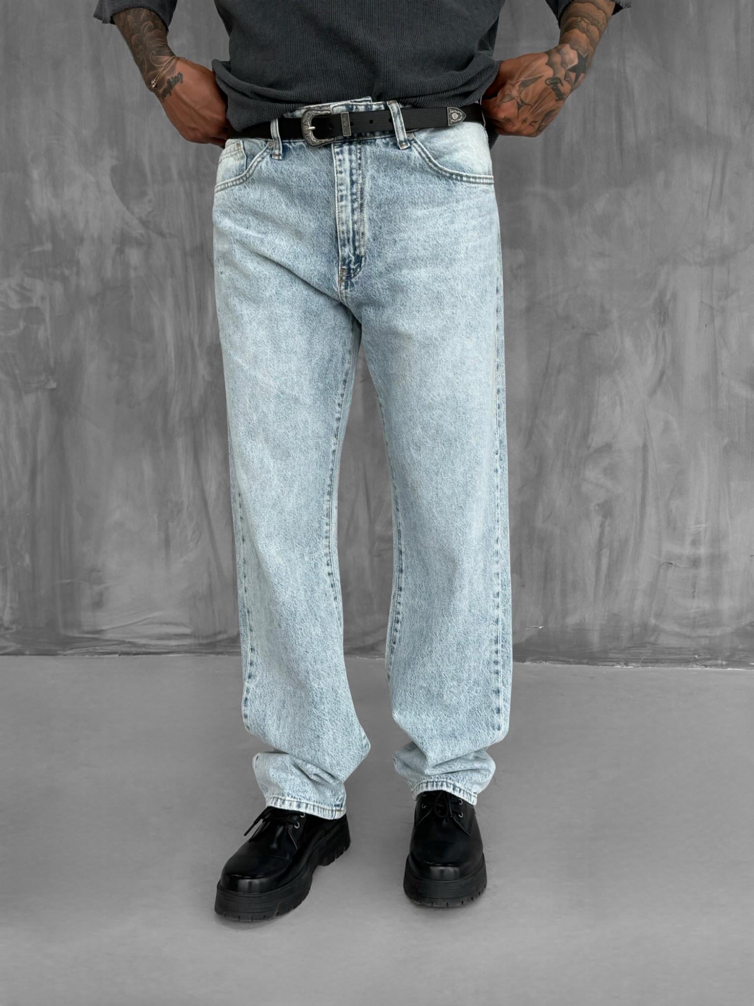 Erkek Baggy Fit Jean Açık Mavi