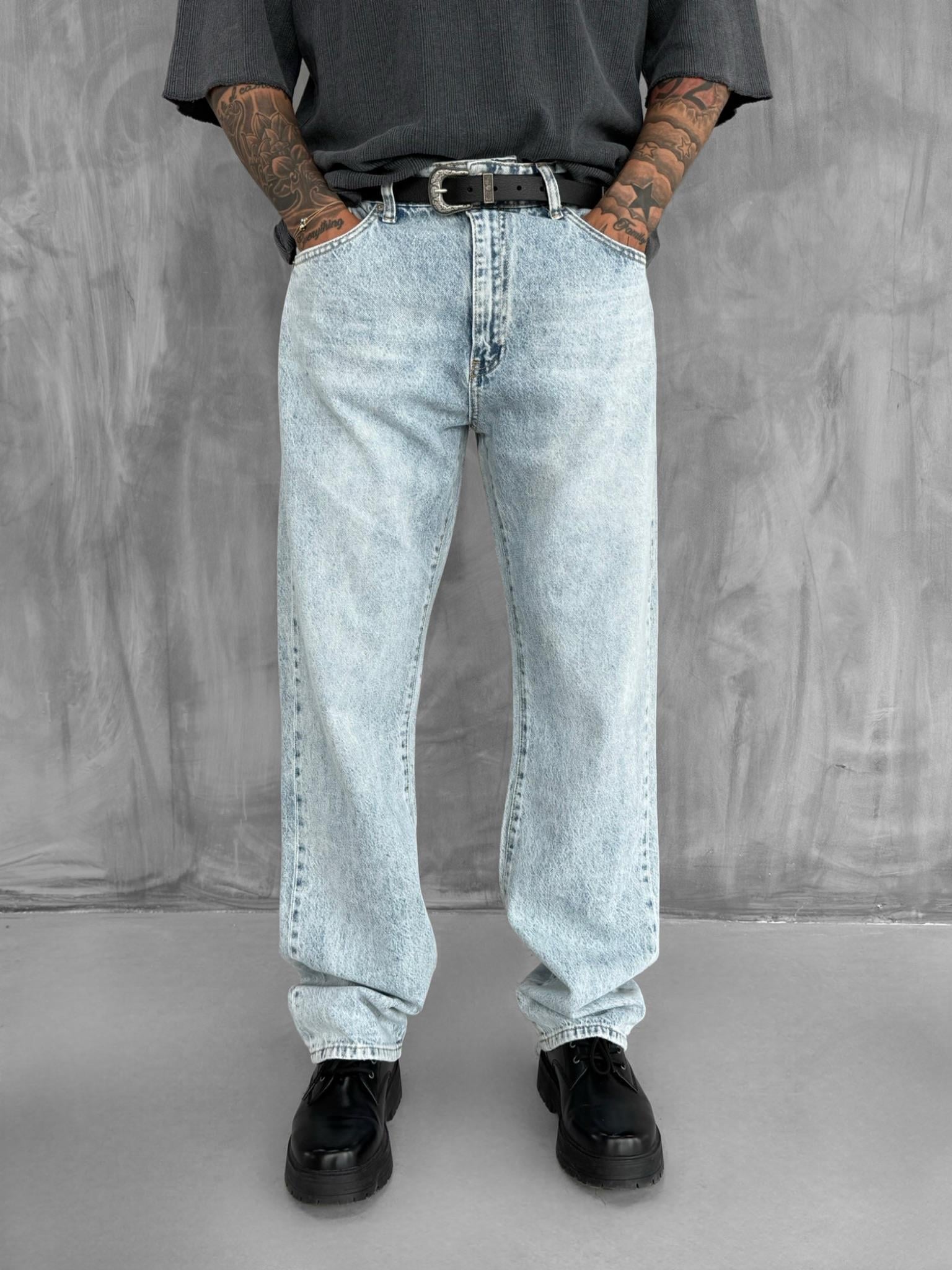 Erkek Baggy Fit Jean Açık Mavi