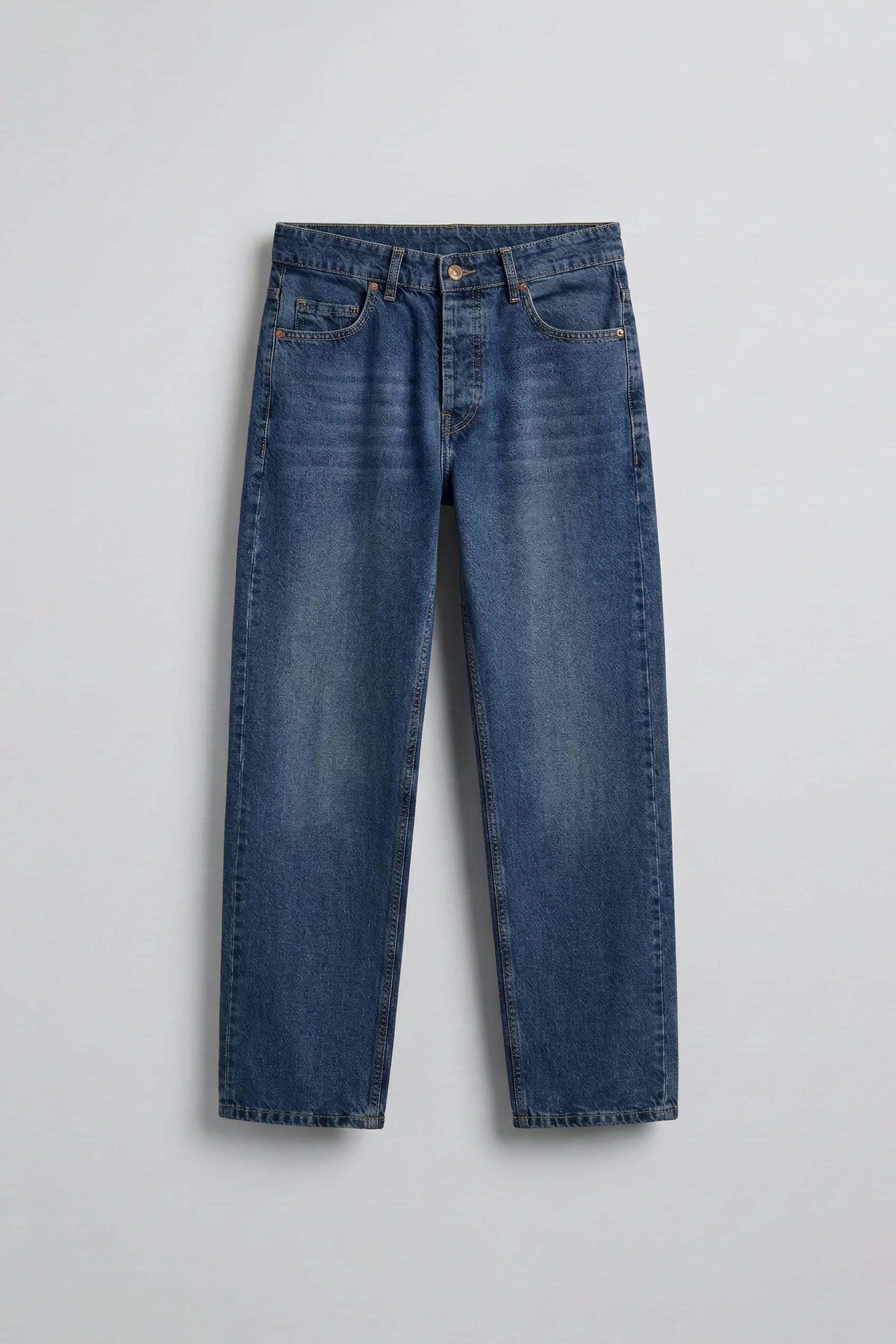 Erkek Baggy Fit Jean Koyu Mavi