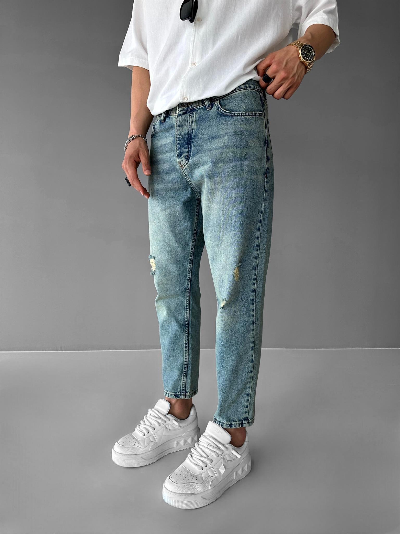 Erkek Baggy Fit Jean Pantolon Mavi