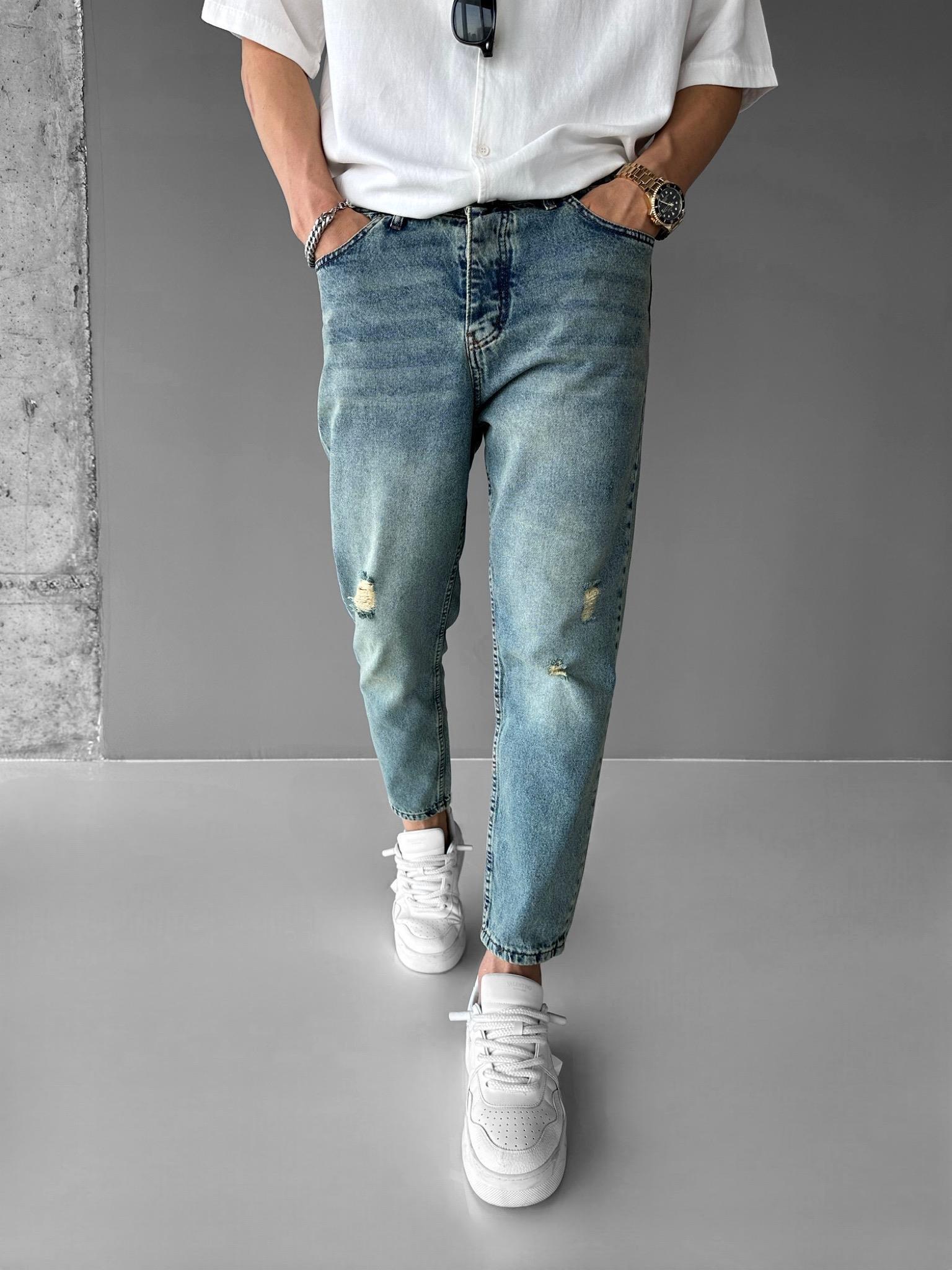Erkek Baggy Fit Jean Pantolon Mavi