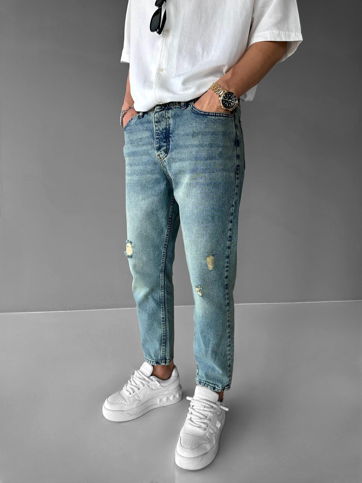 Erkek Baggy Fit Jean Pantolon Mavi