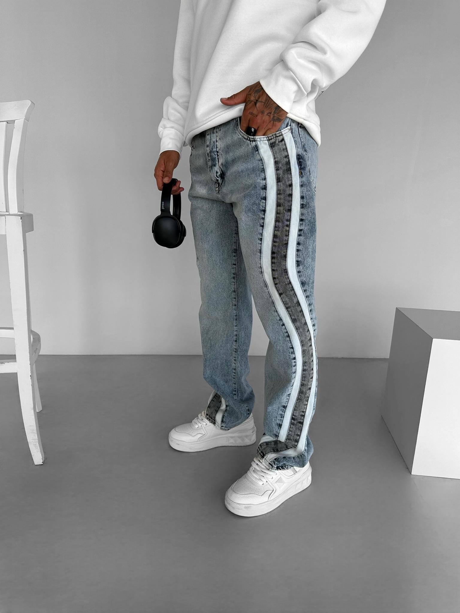 Erkek Baggy Fit Jean Pantolon Mavi