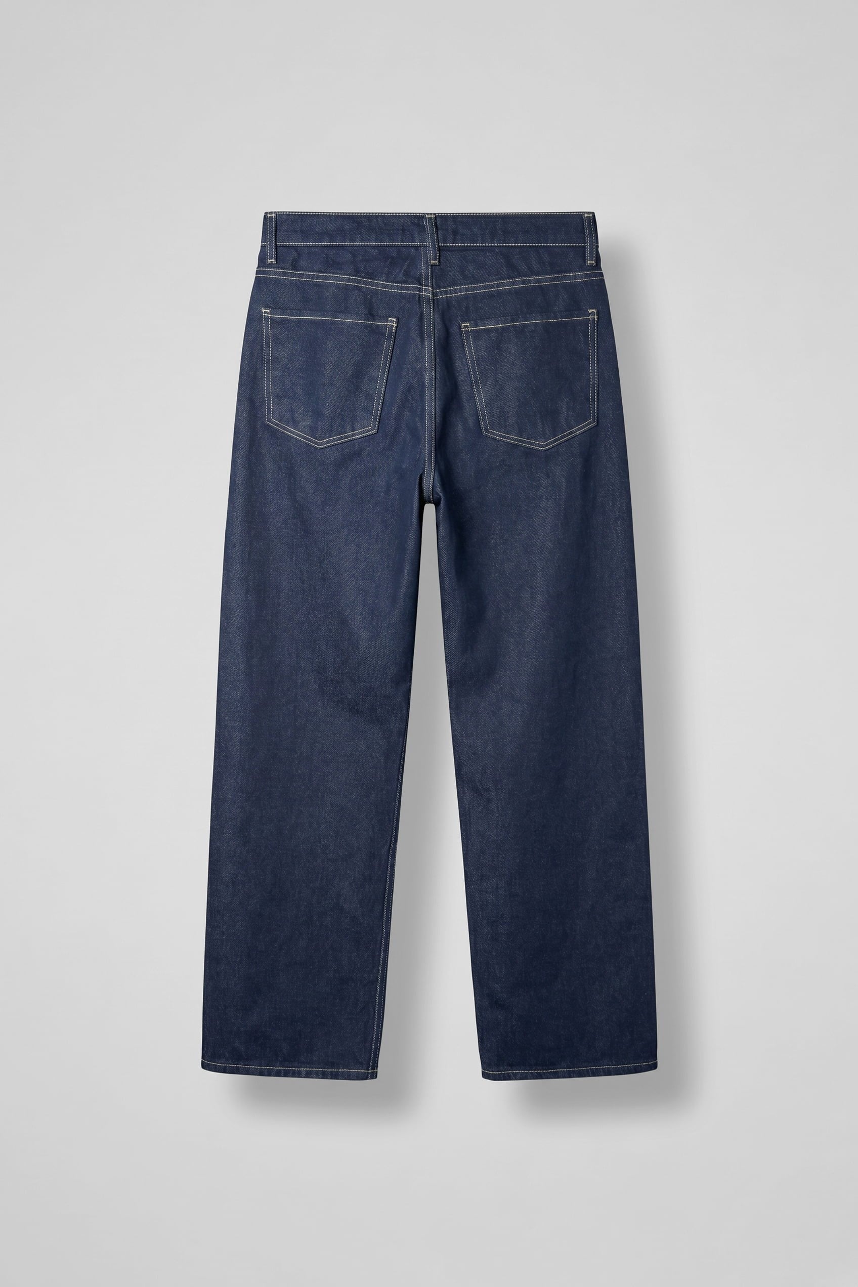 Erkek Baggy Fit Kontrast Dikişli Jean Pantolon Lacivert
