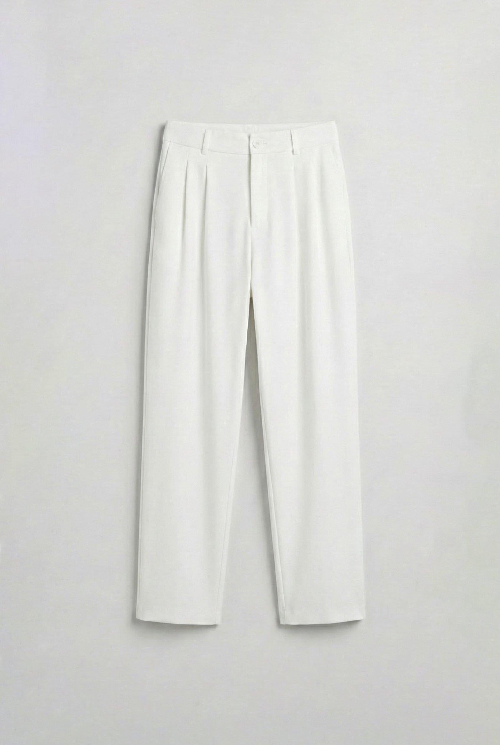 Erkek Baggy Fit Kumaş Pantolon Beyaz