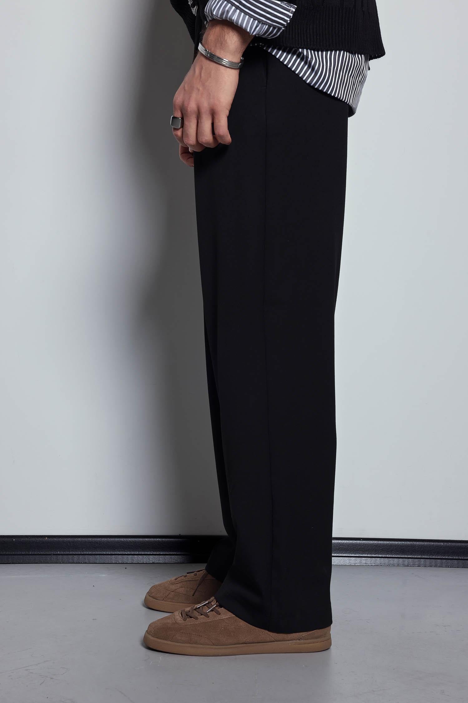 Erkek Baggy Fit Kumaş Pantolon Siyah