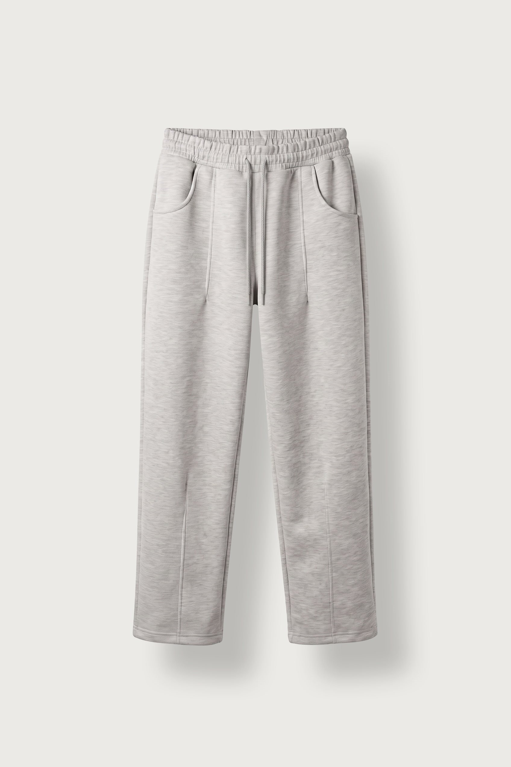 Erkek Baggy Fit Ön Dikiş Detaylı Scuba Eşofman Altı Gri Melanj