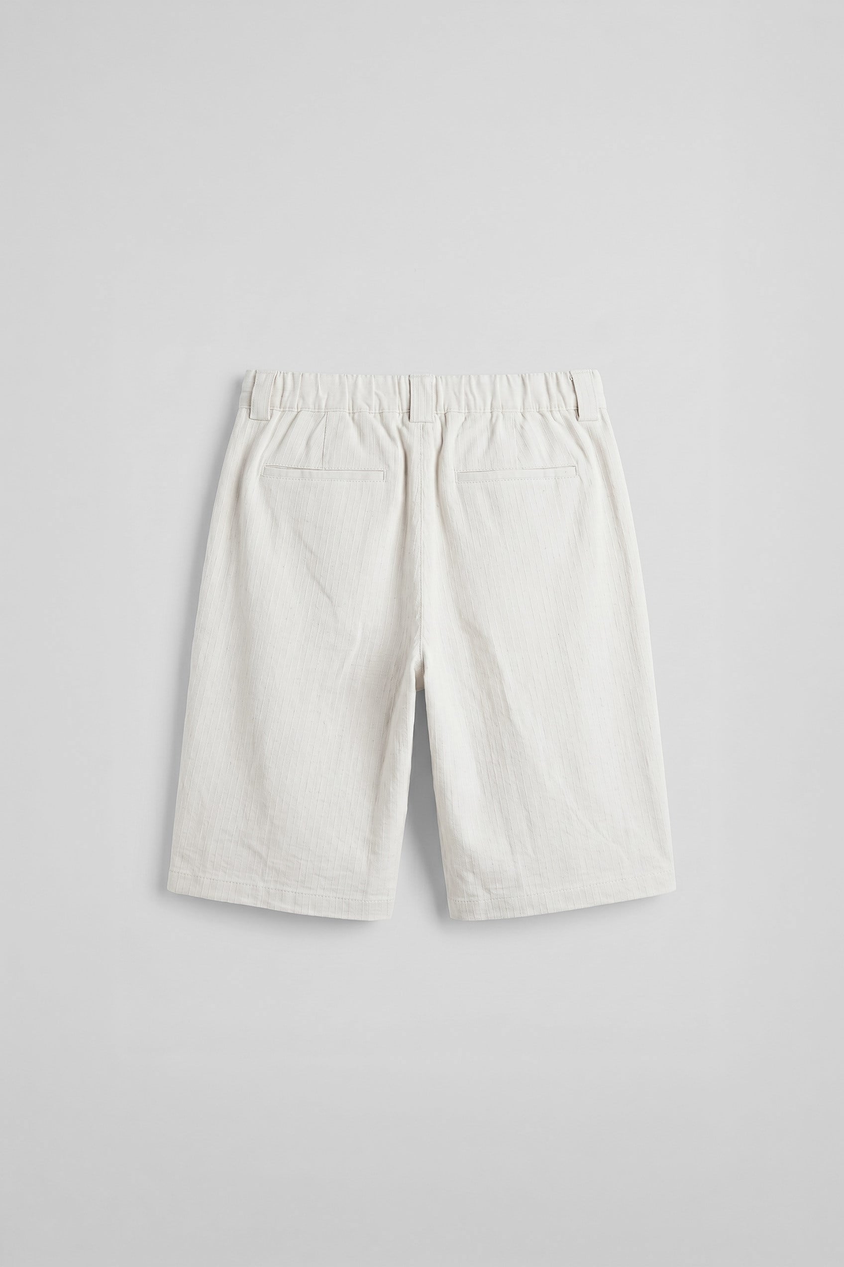 Erkek Baggy Fit Pamuklu Keten Görünümlü Şort Beyaz