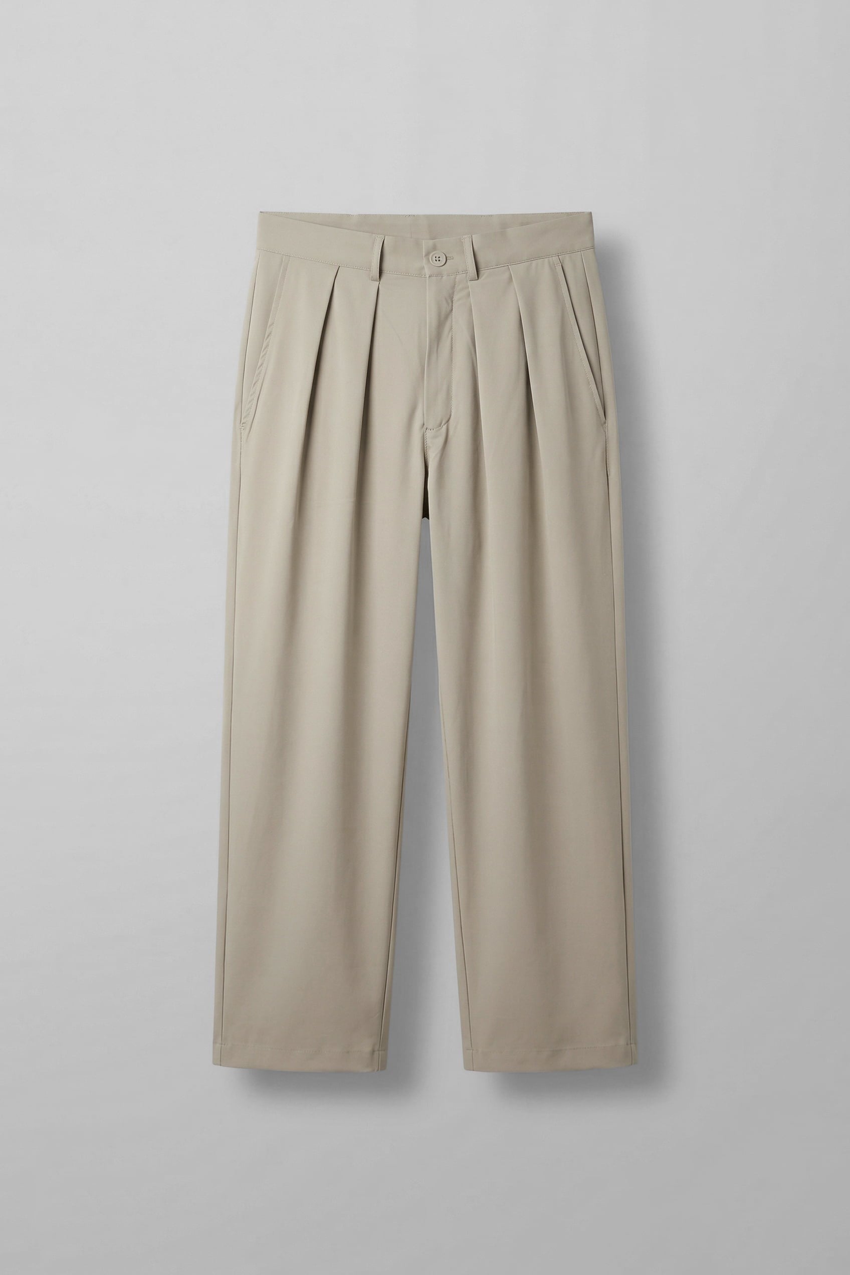 Erkek Baggy Fit Pileli Esnek Pantolon Bej