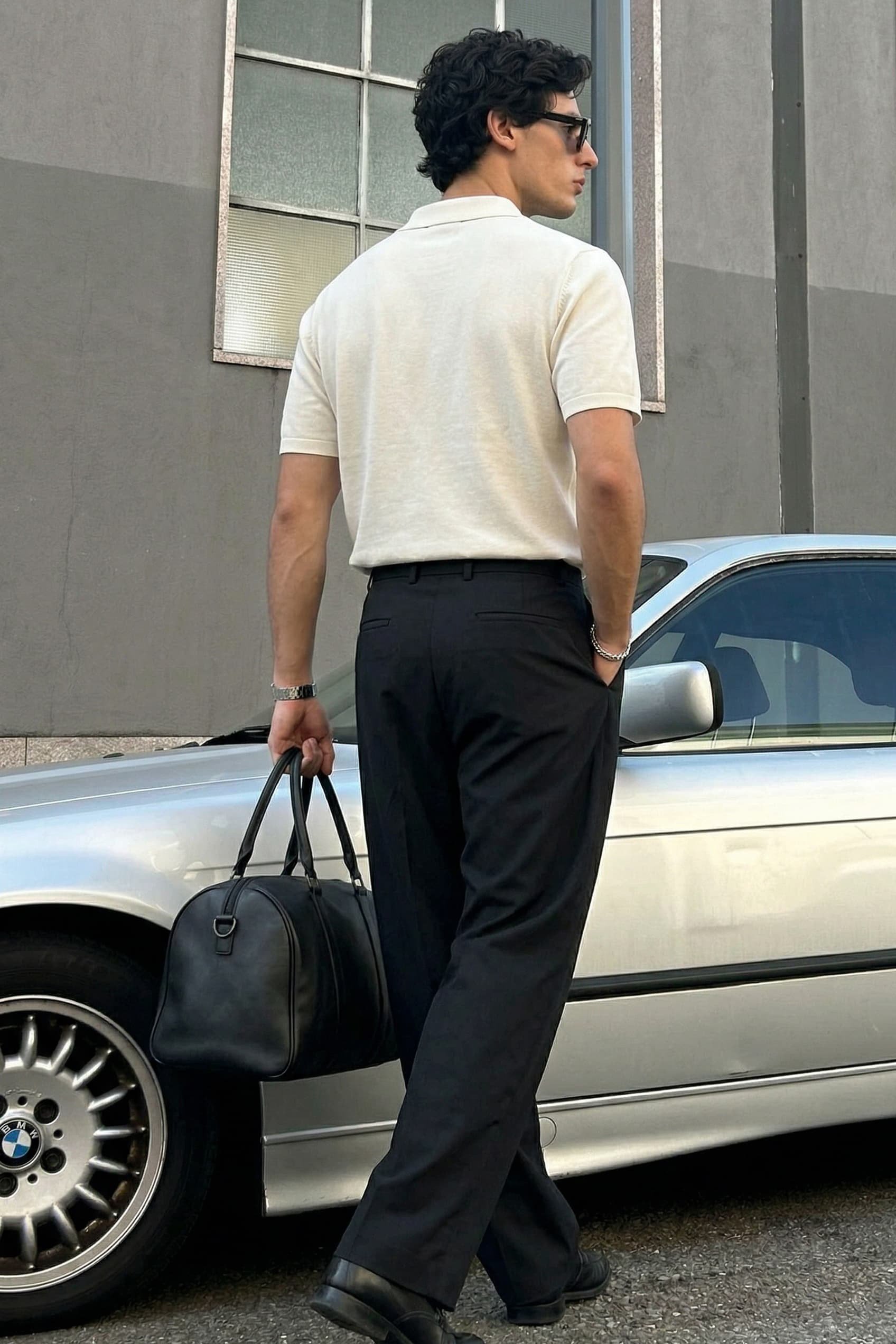 Erkek Baggy Fit Pileli Esnek Pantolon Siyah