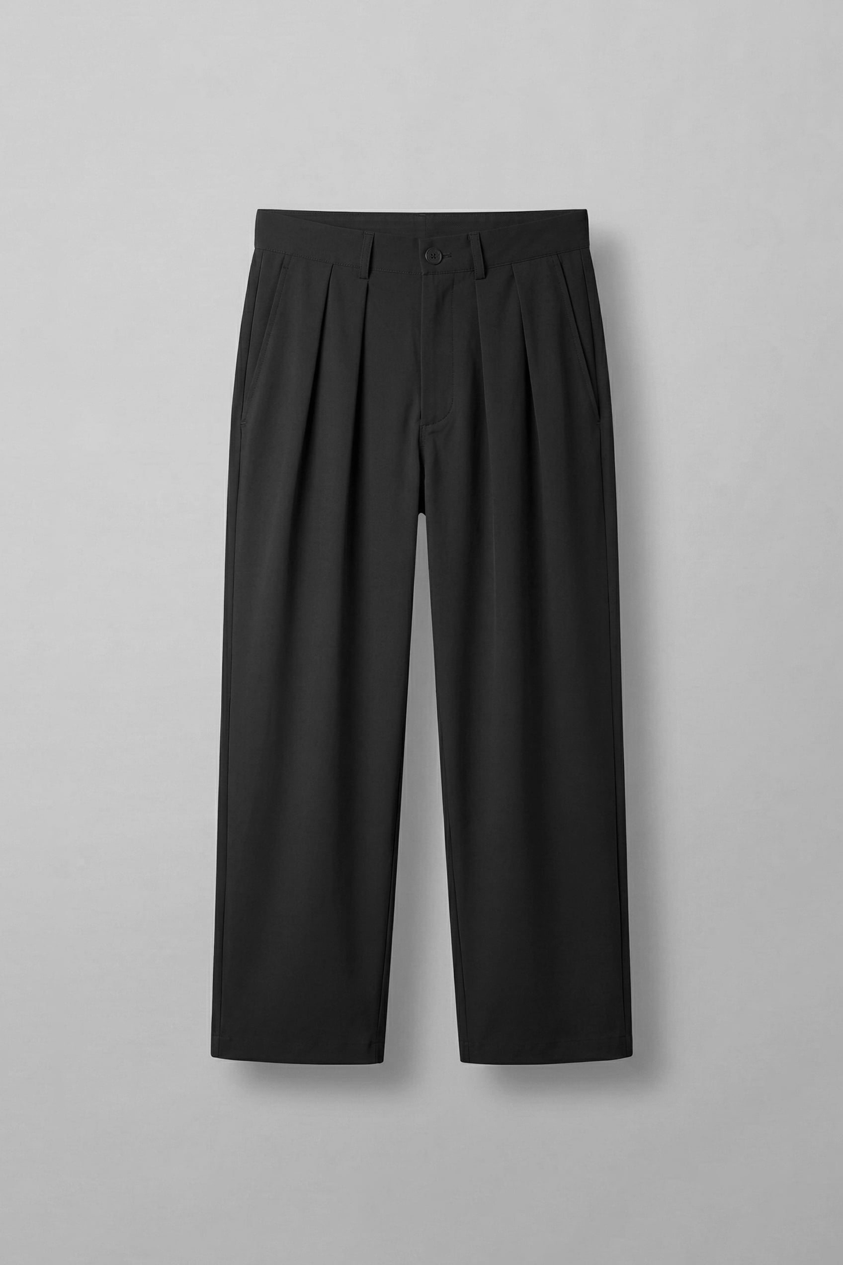Erkek Baggy Fit Pileli Esnek Pantolon Siyah