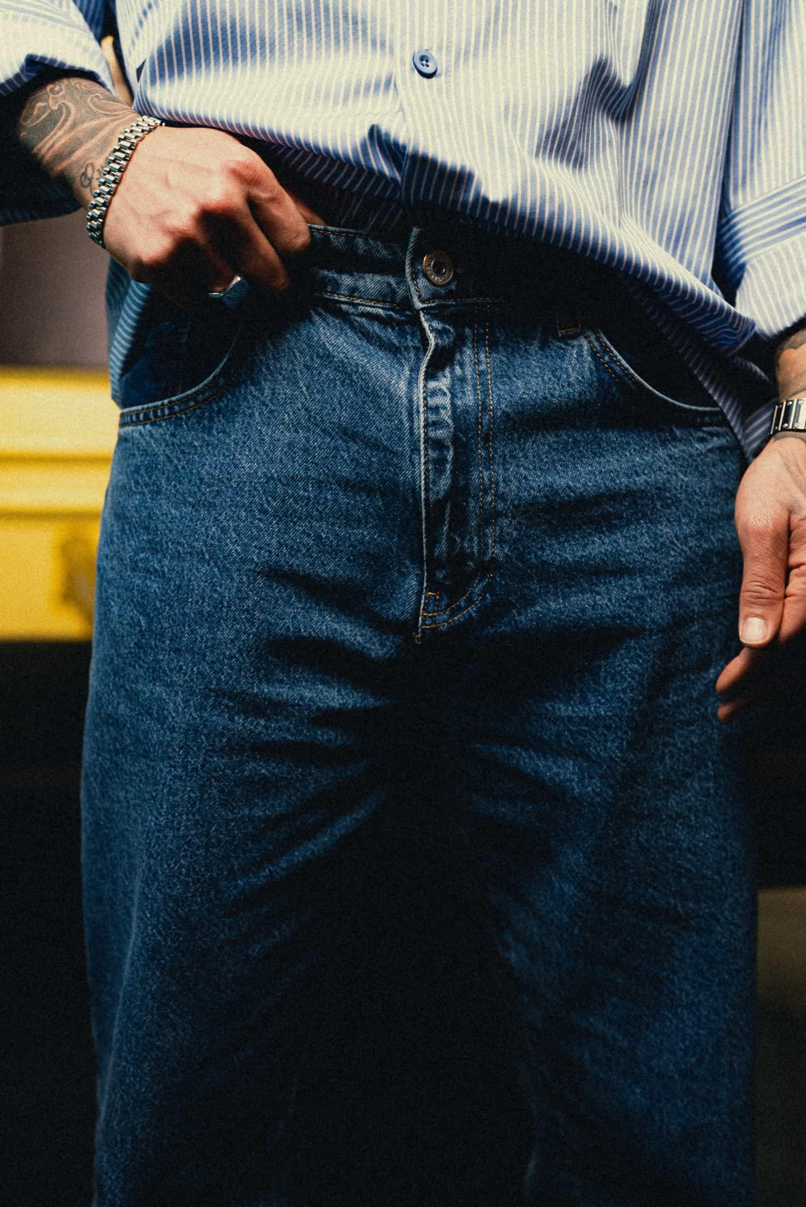 Erkek Baggy Fit Premium Klasik Jean Lacivert