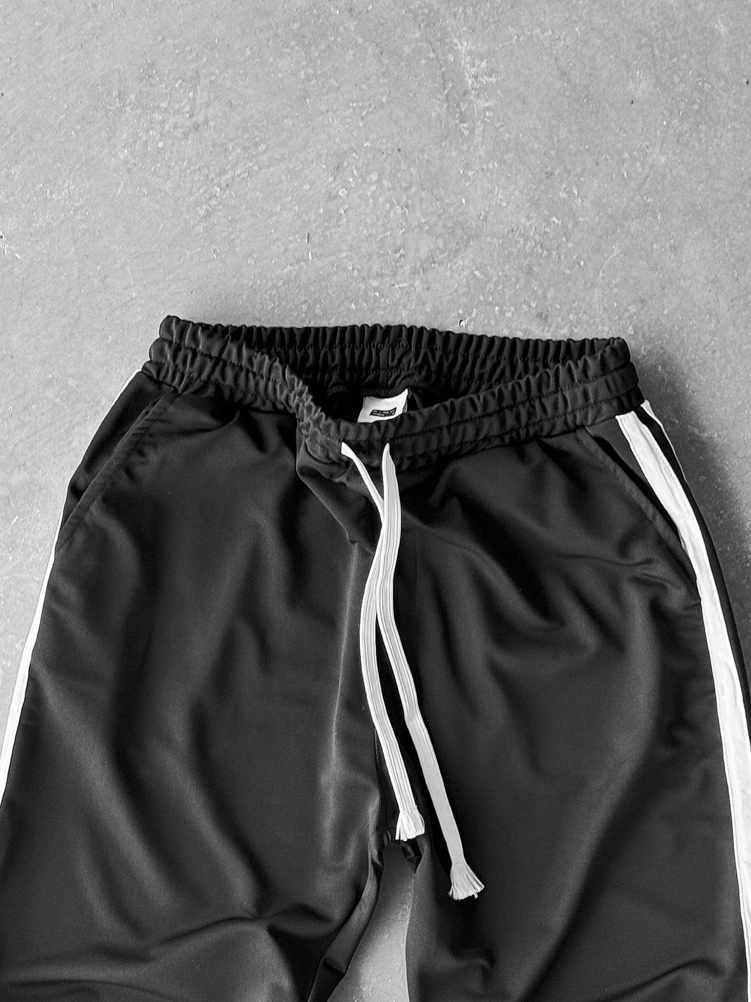 Erkek Baggy Fit Şeritli Eşofman Siyah