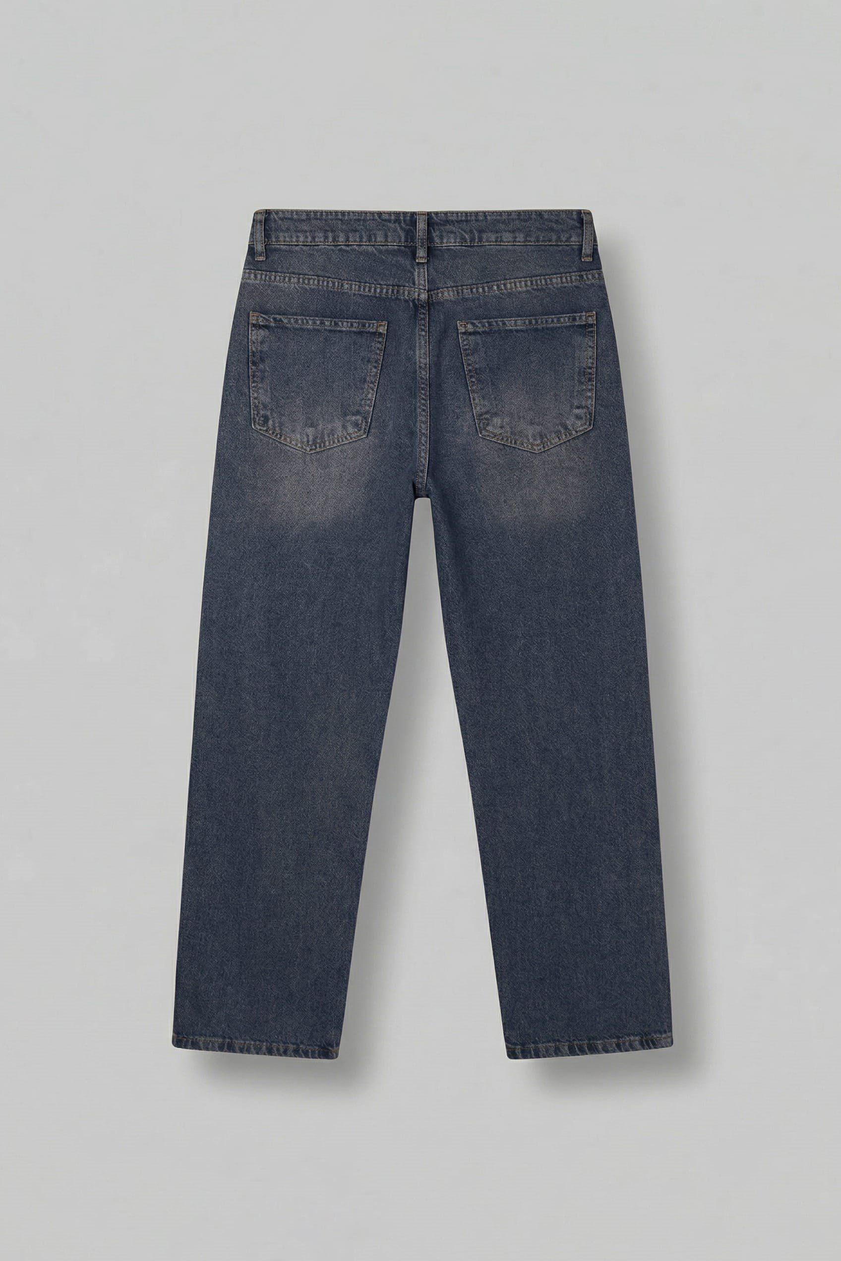 Erkek Baggy Fit Vintage Yıkamalı Jean Pantolon Lacivert