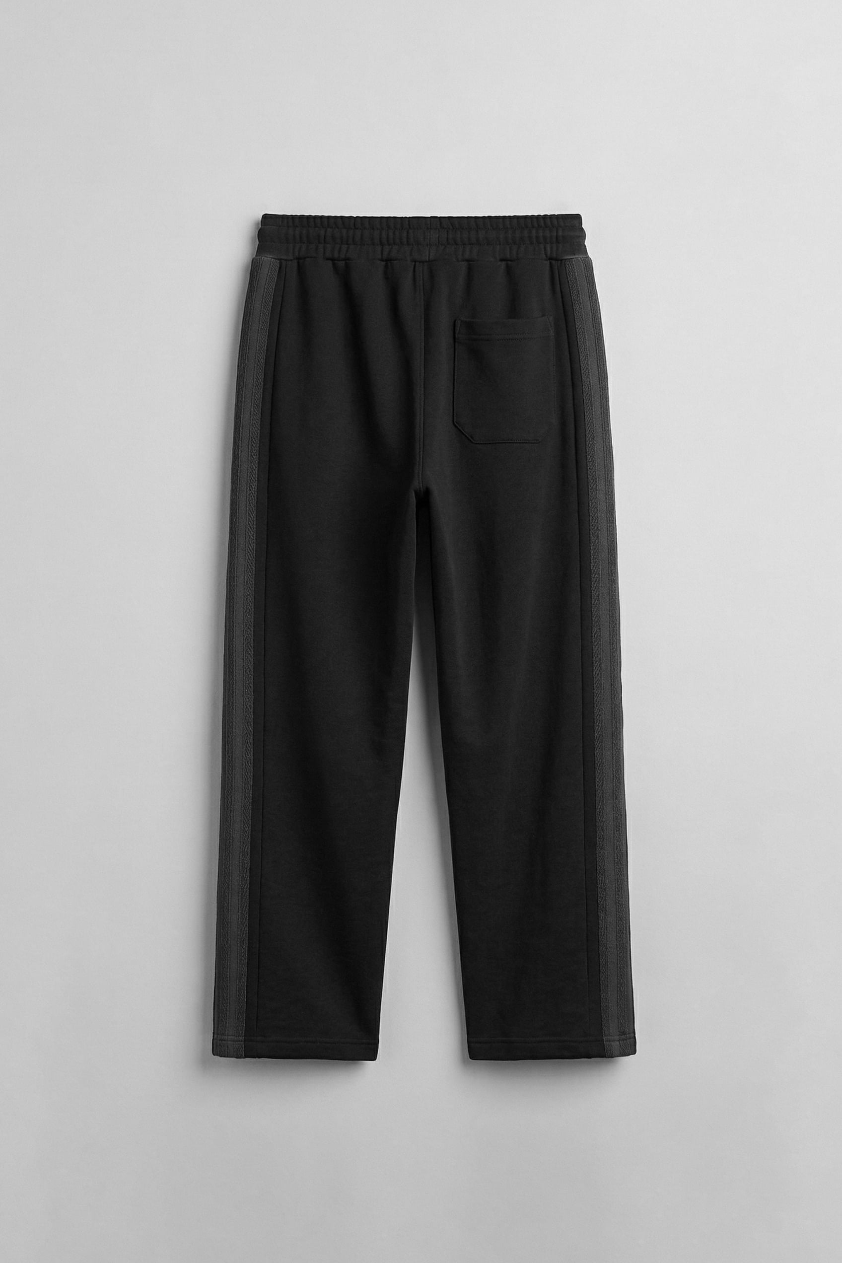Erkek Baggy Fit Yan Şerit Fitilli Eşofman Altı Siyah