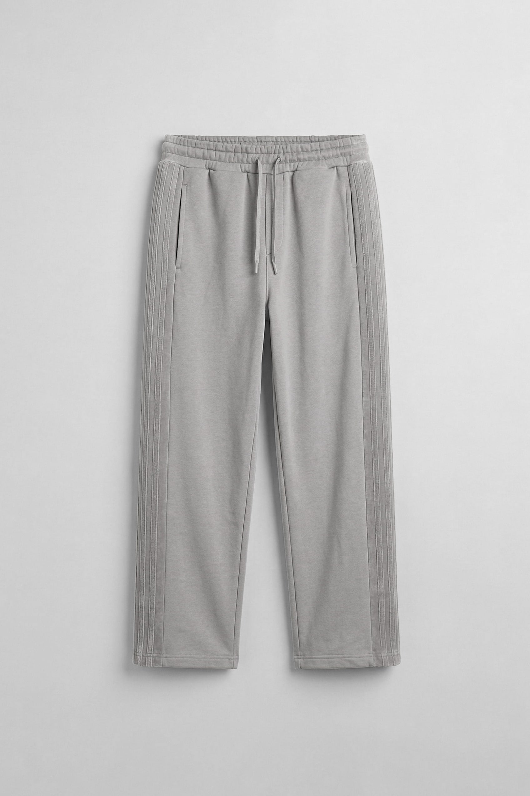 Erkek Baggy Fit Yan Şerit Fitilli Eşofman Altı Gri