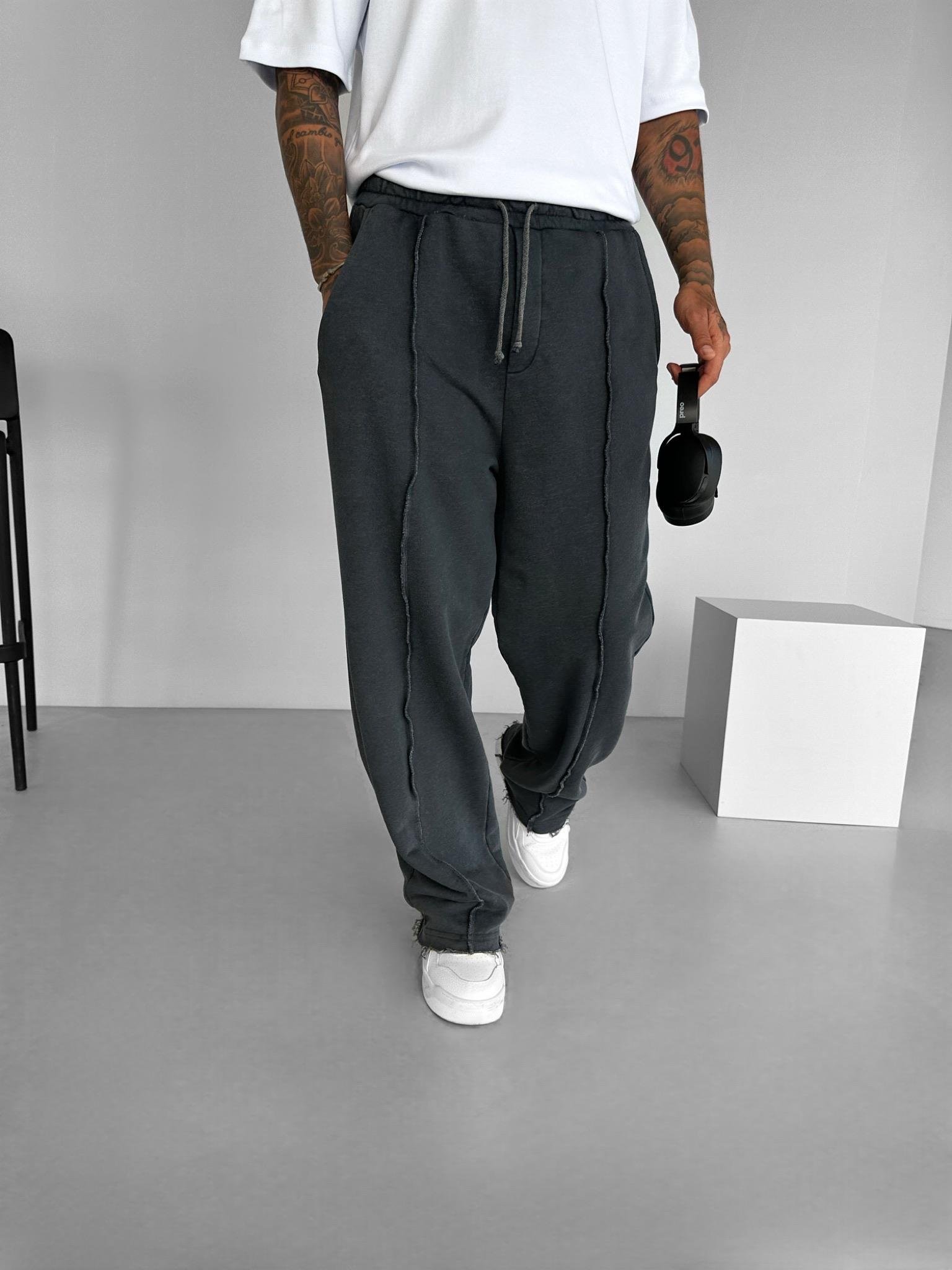 Erkek Baggy Fit Yıkamalı Rahat Pantolon Siyah