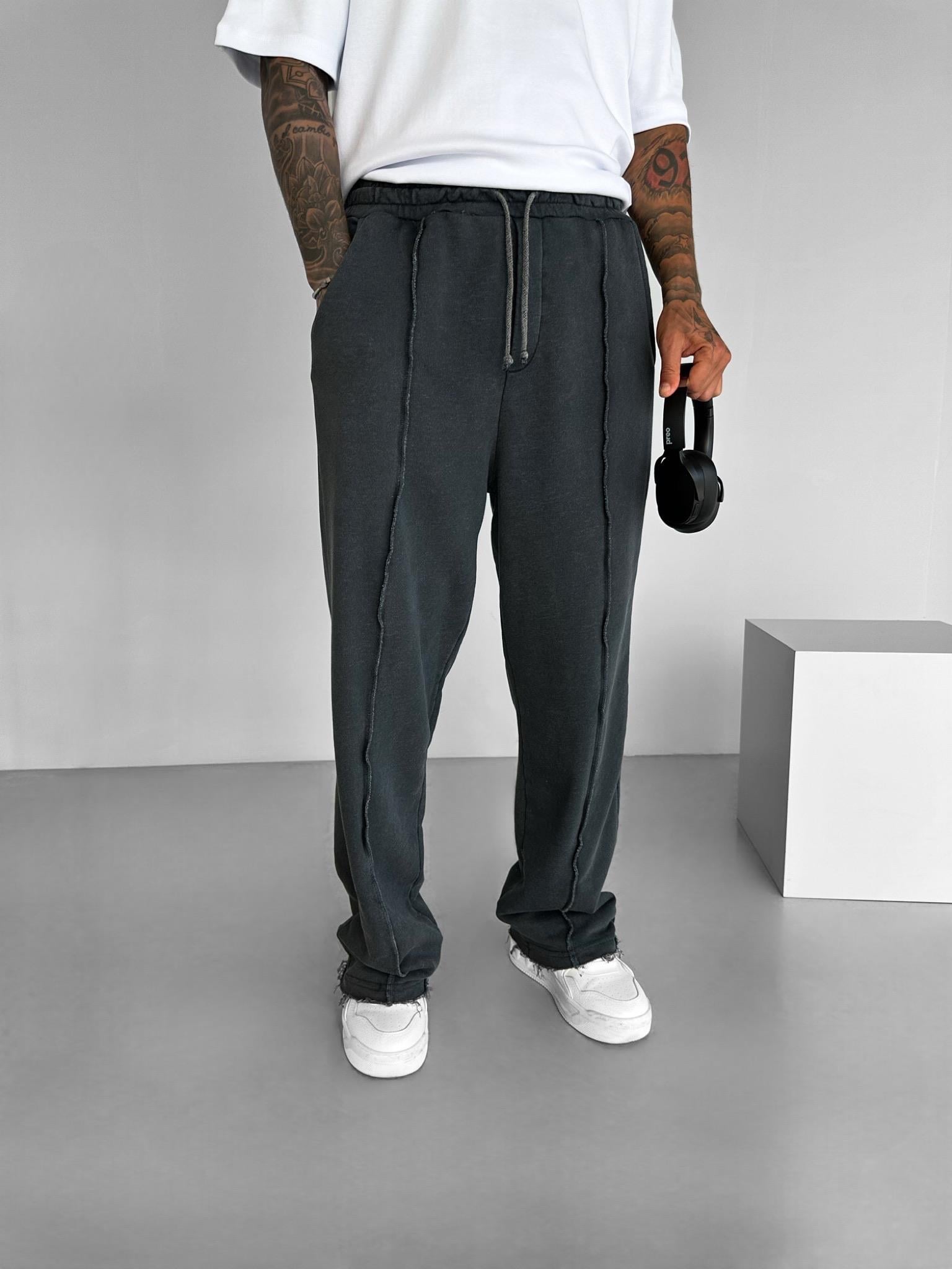 Erkek Baggy Fit Yıkamalı Rahat Pantolon Siyah
