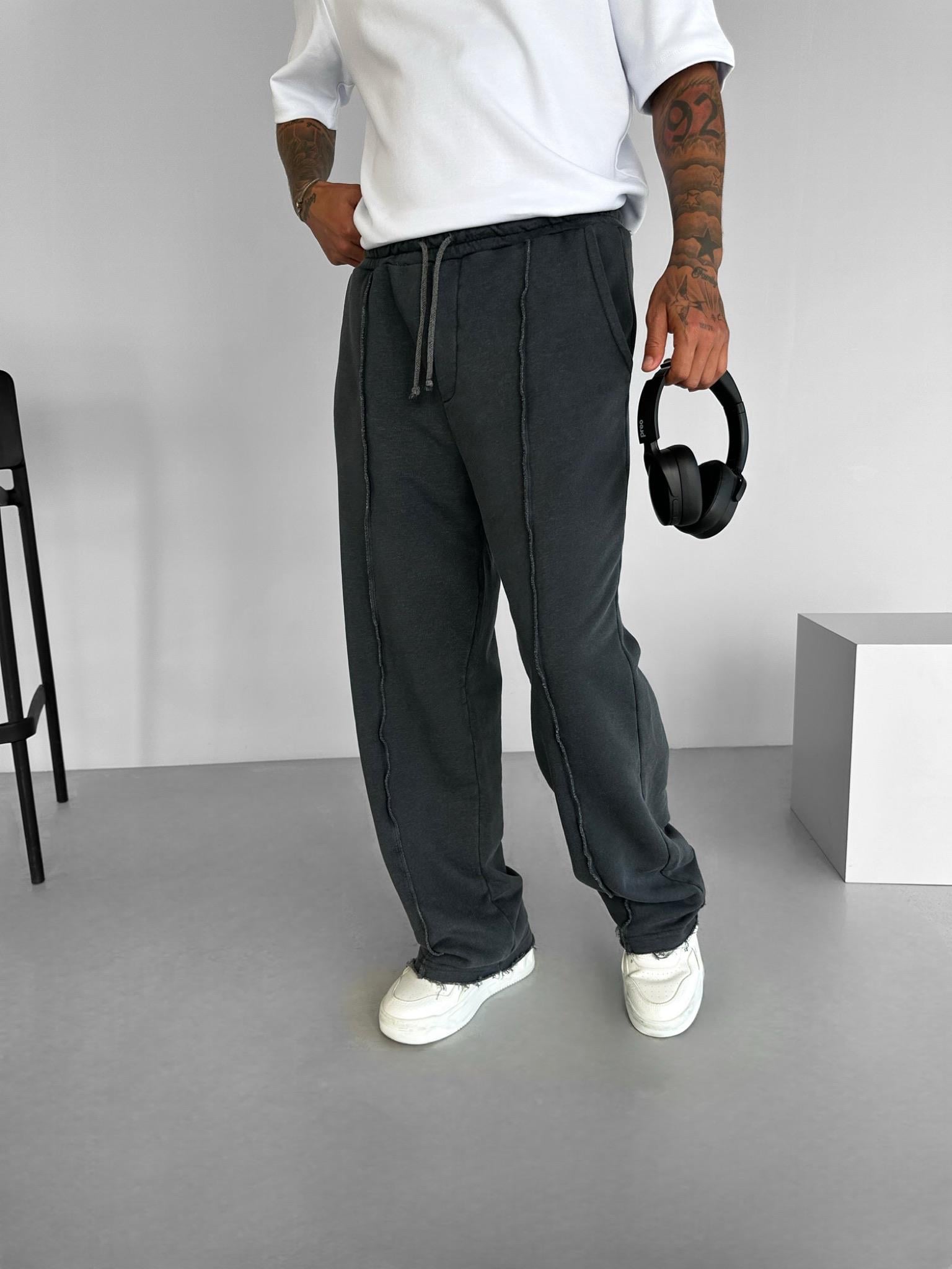 Erkek Baggy Fit Yıkamalı Rahat Pantolon Siyah