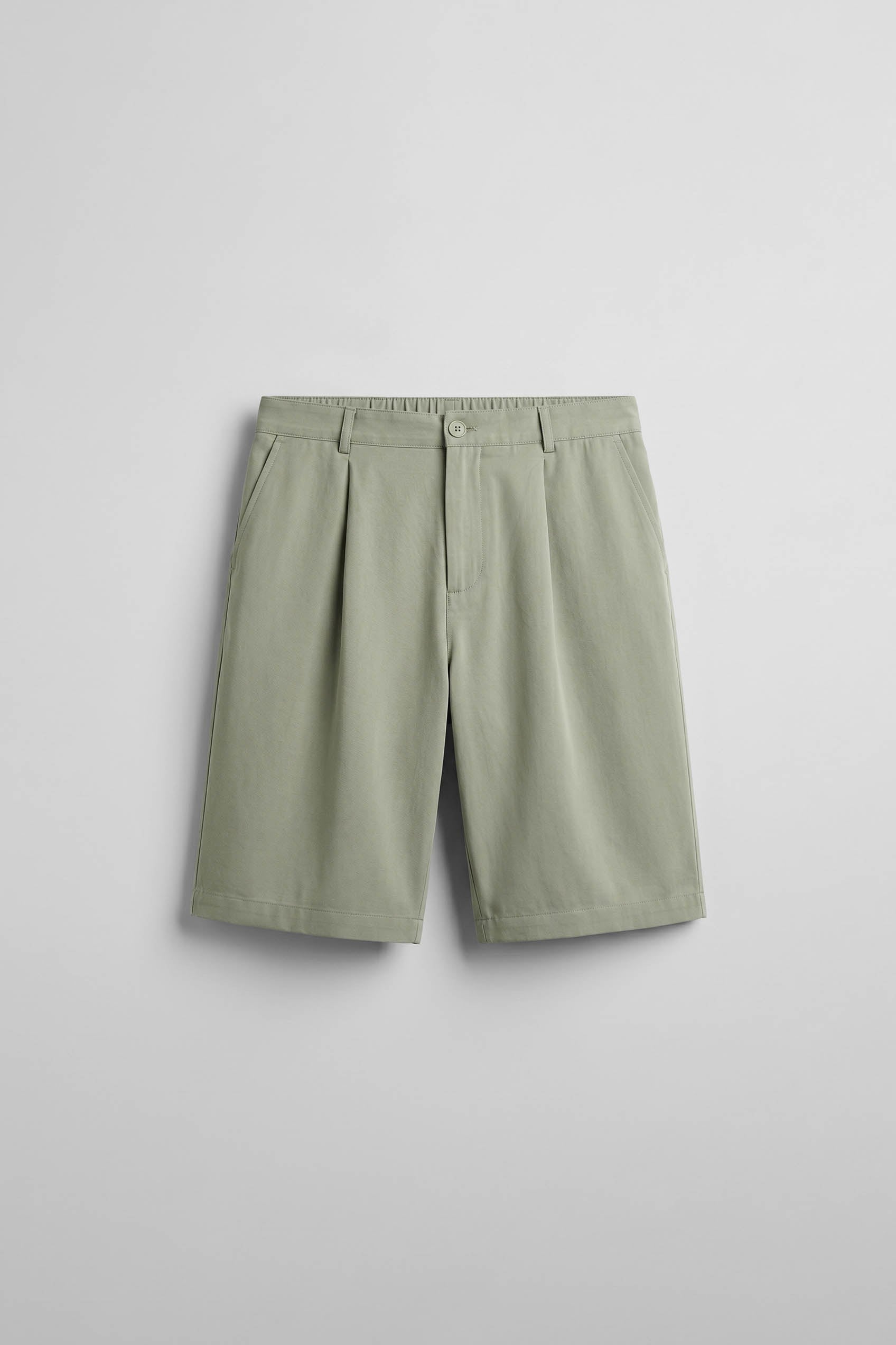 Erkek Baggy Kesim Modal Karışımlı Şort Haki Yeşil