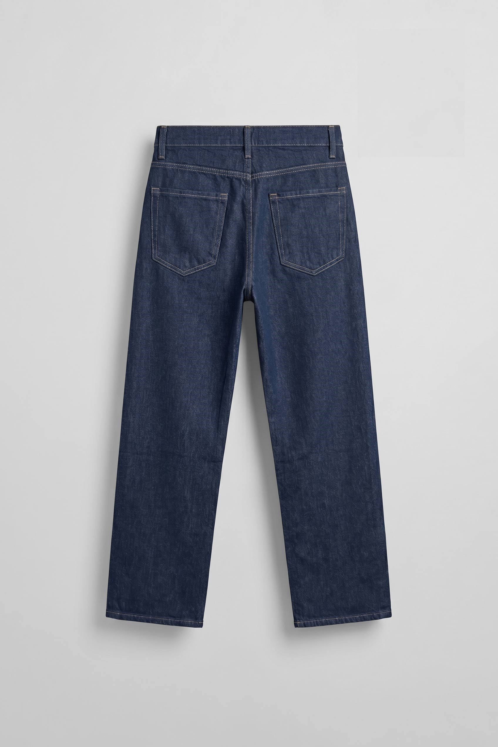 Erkek Baggy Kontrast Dikişli Jean Pantolon Lacivert