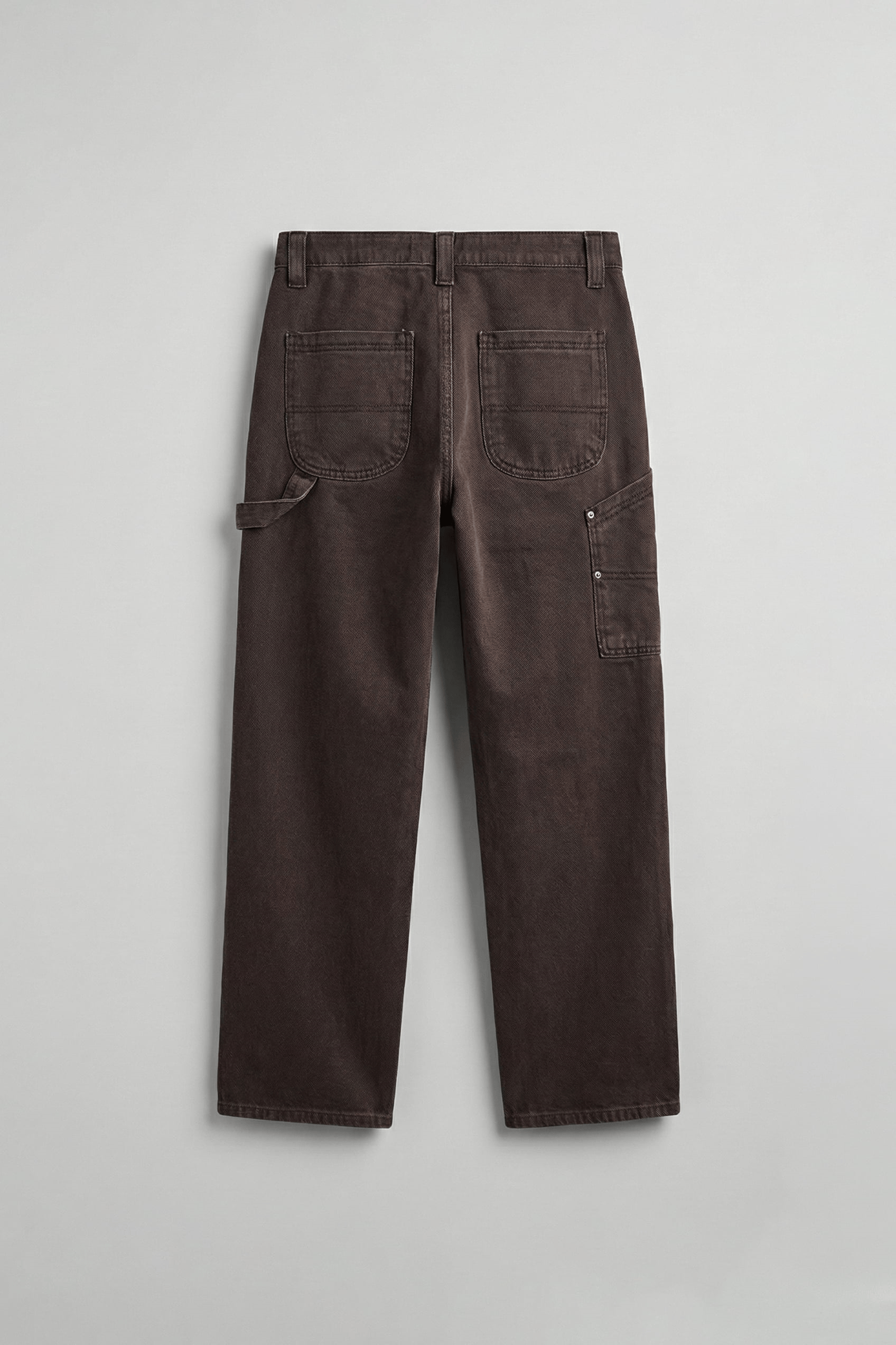 Erkek Baggy Marangoz Cepli Jean Pantolon Kahverengi