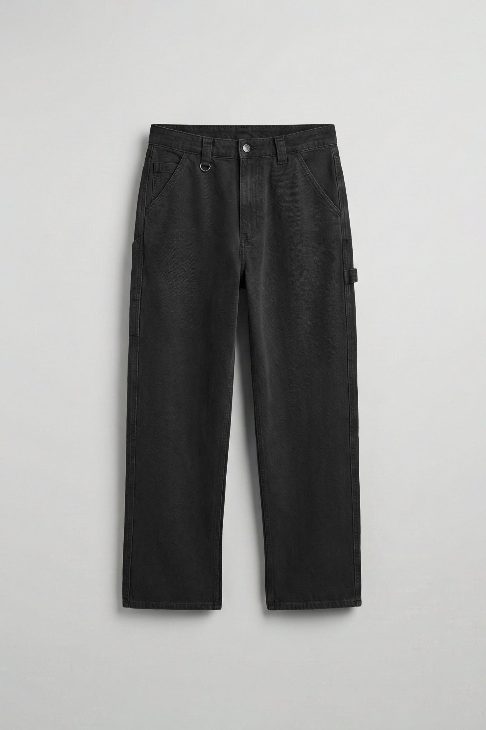 Erkek Baggy Marangoz Cepli Jean Pantolon Siyah