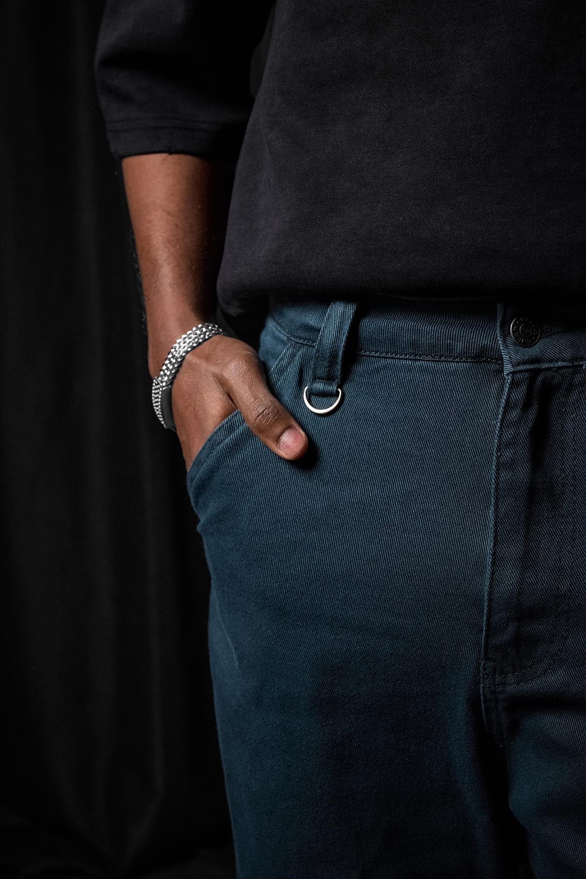 Erkek Baggy Marangoz Cepli Jean Pantolon Mavi