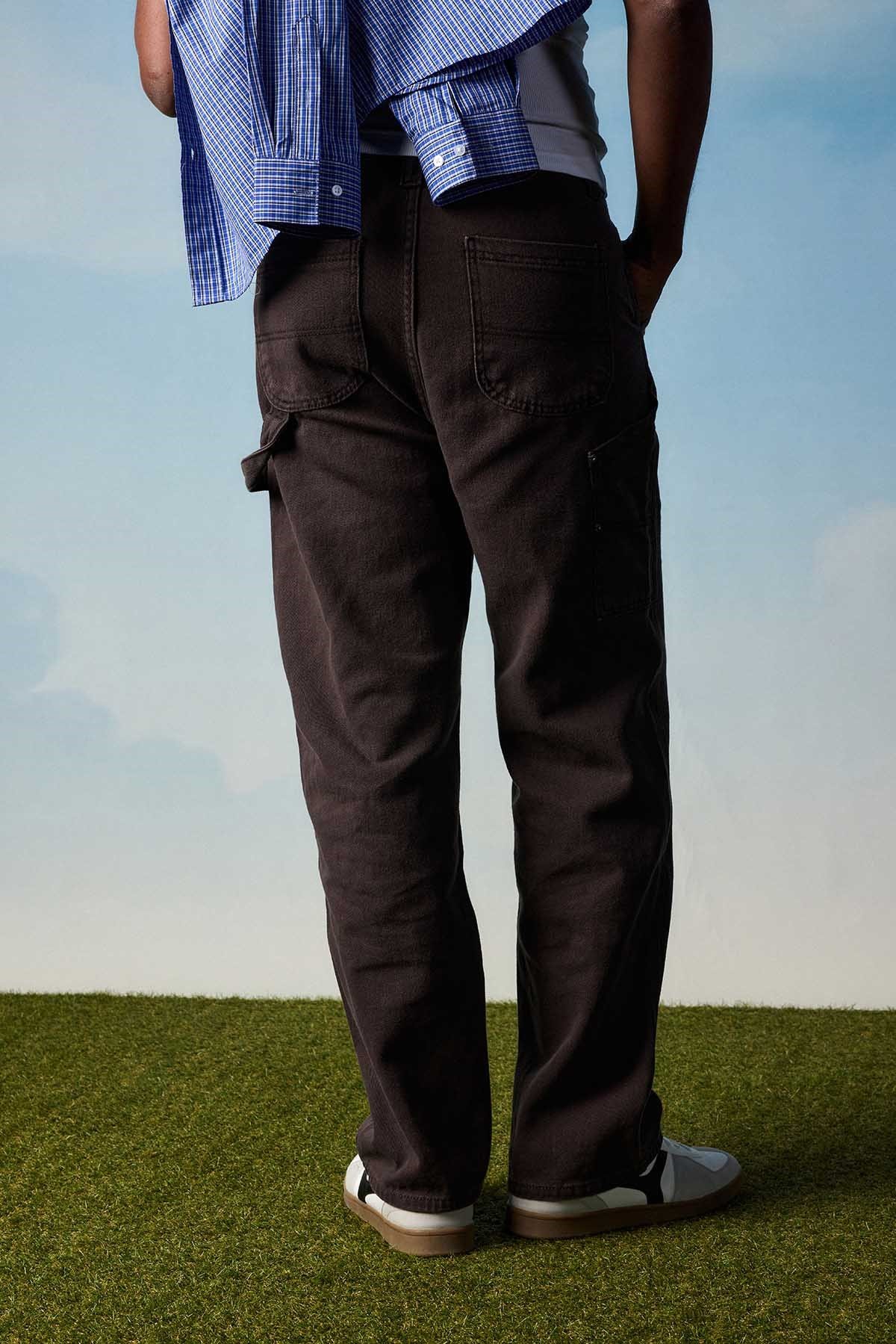 Erkek Baggy Marangoz Cepli Jean Pantolon Kahverengi