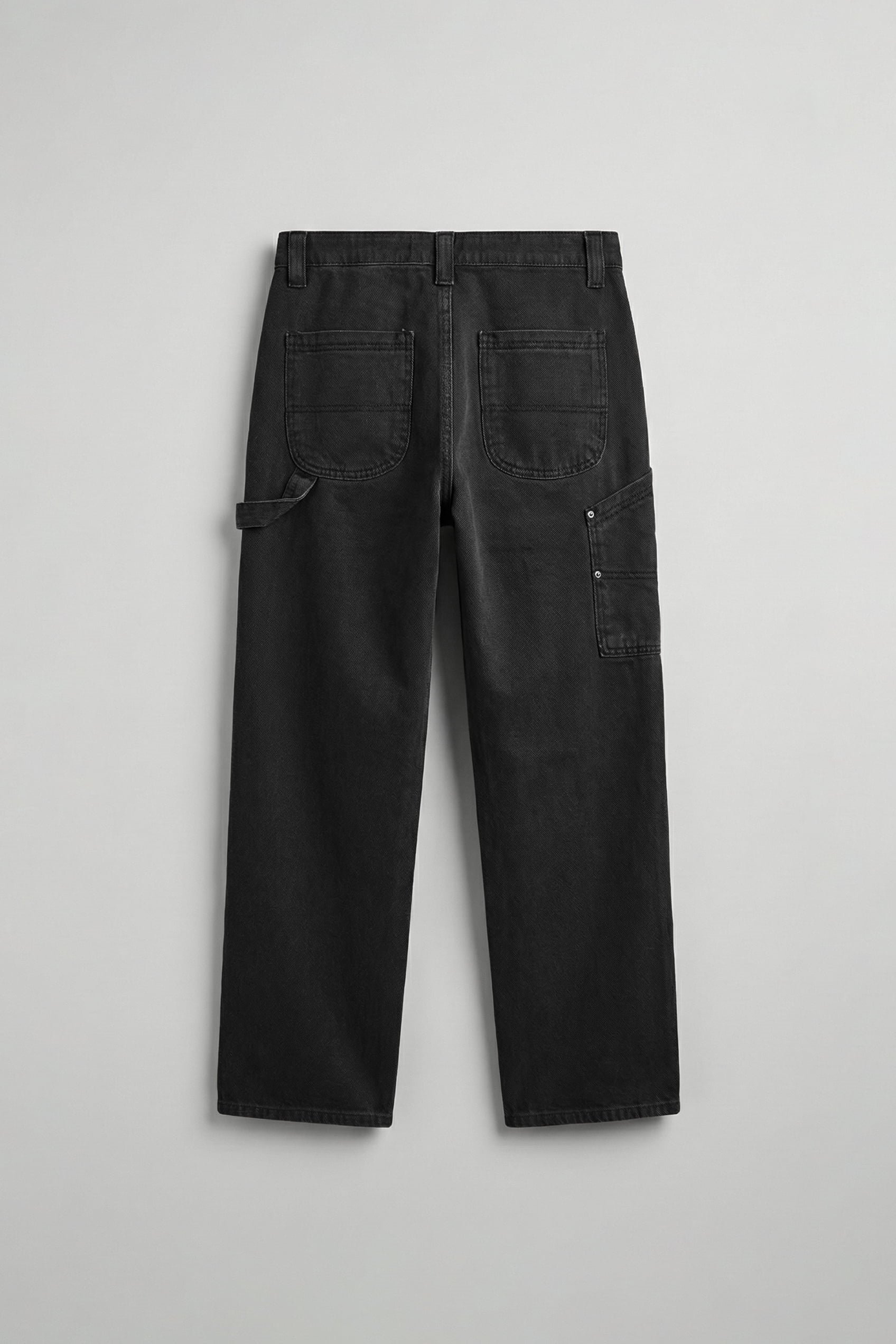Erkek Baggy Marangoz Cepli Jean Pantolon Siyah