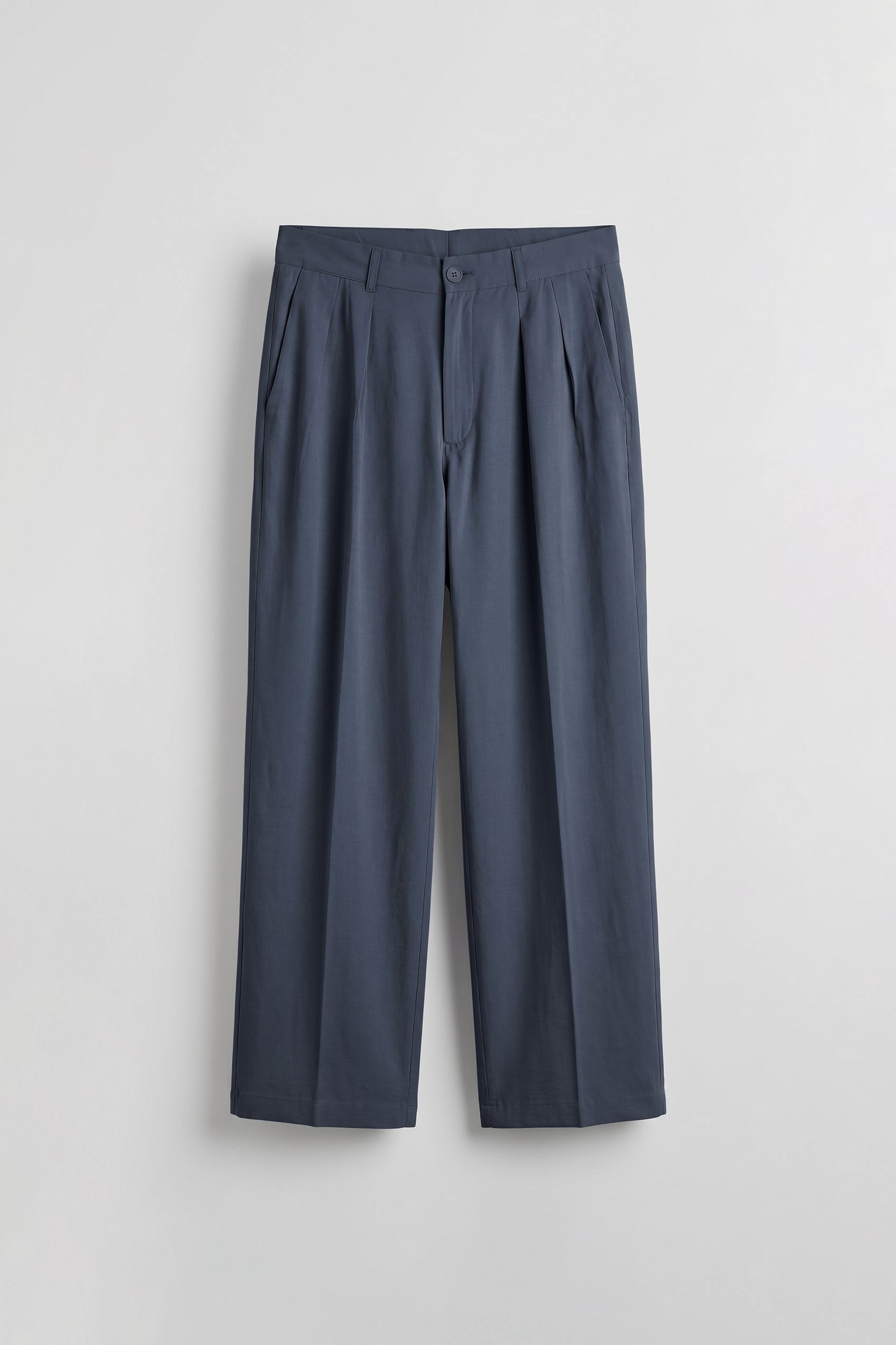 Erkek Baggy Pileli Kumaş Pantolon Lacivert