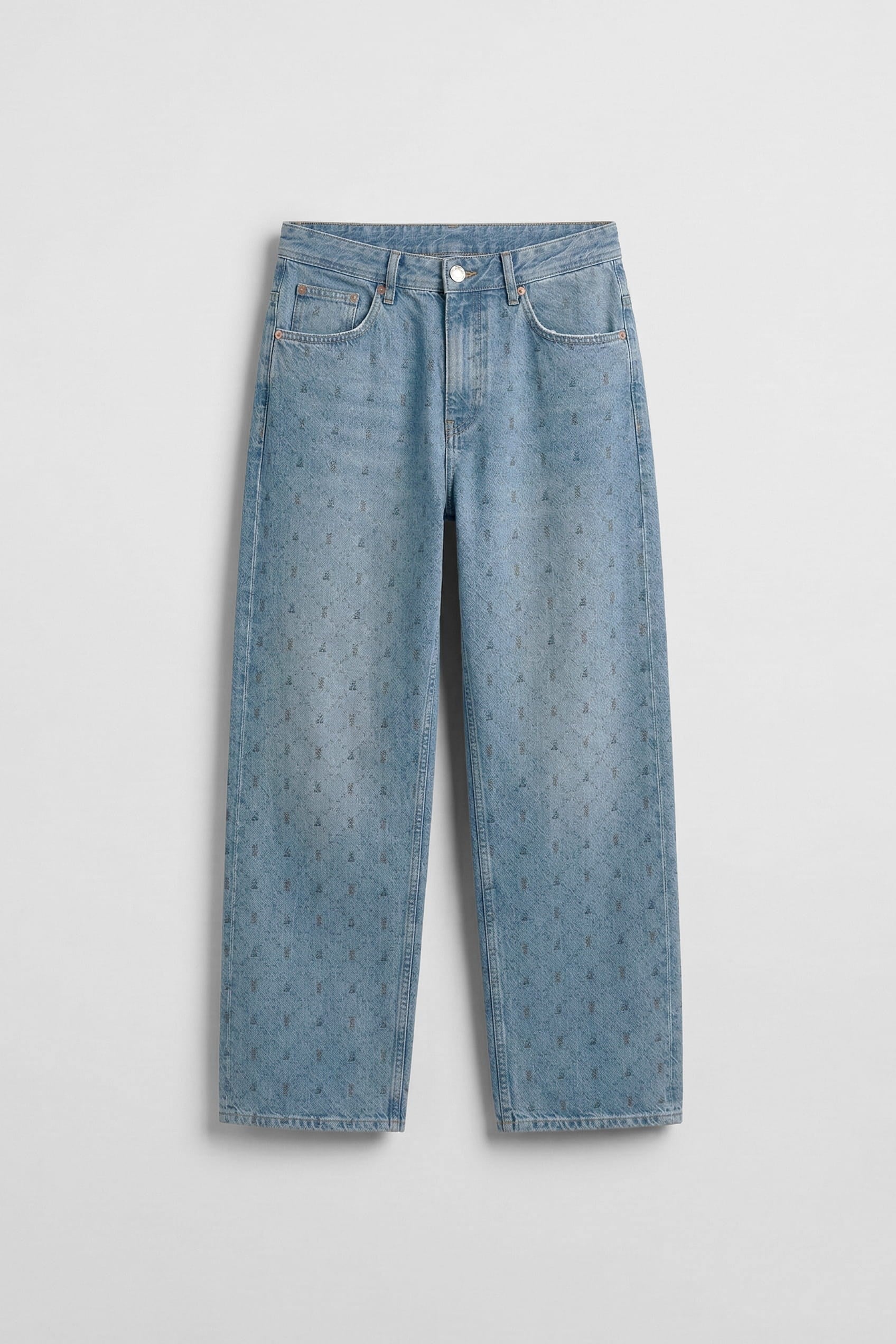 Erkek Baggy Vintage Efektli Jean Pantolon Mavi