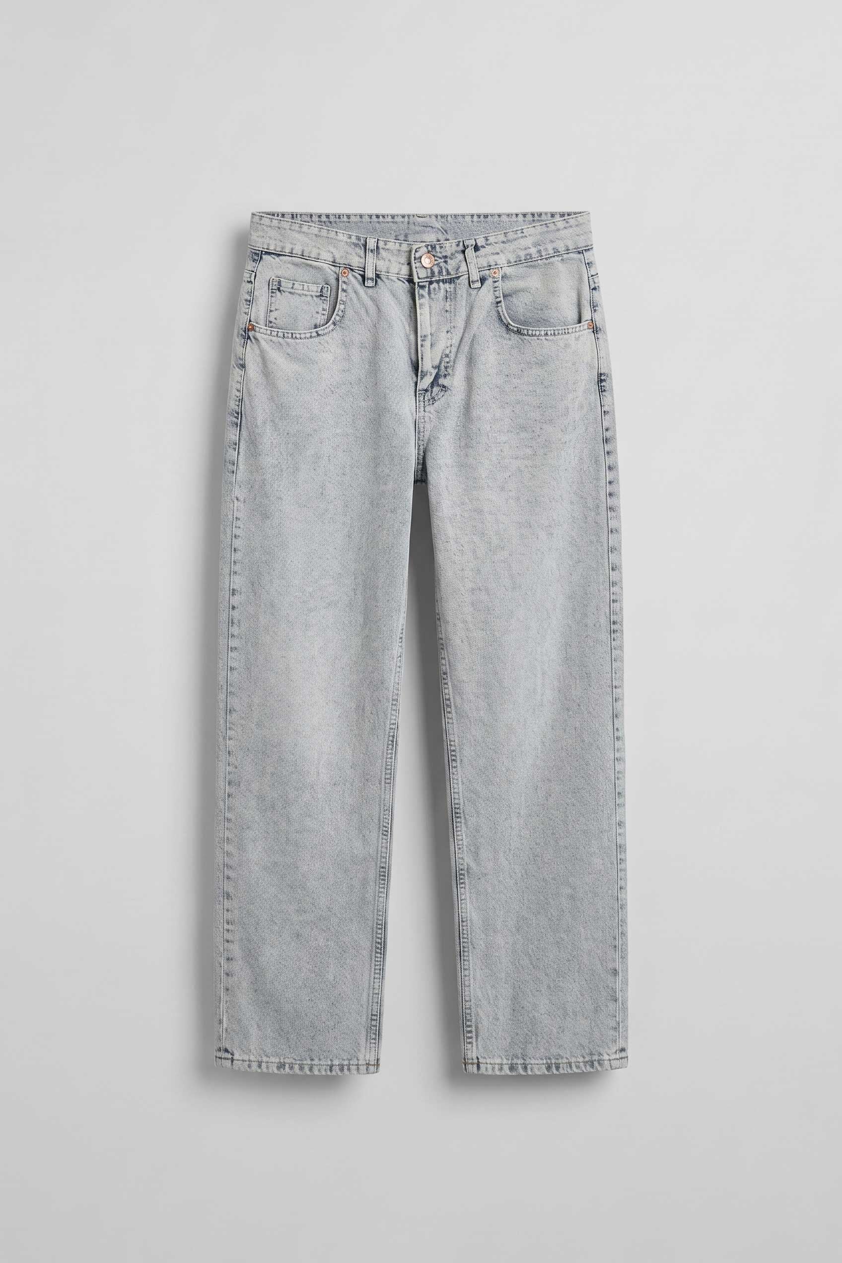 Erkek Baggy Yıkamalı Jean Pantolon Buz Mavi