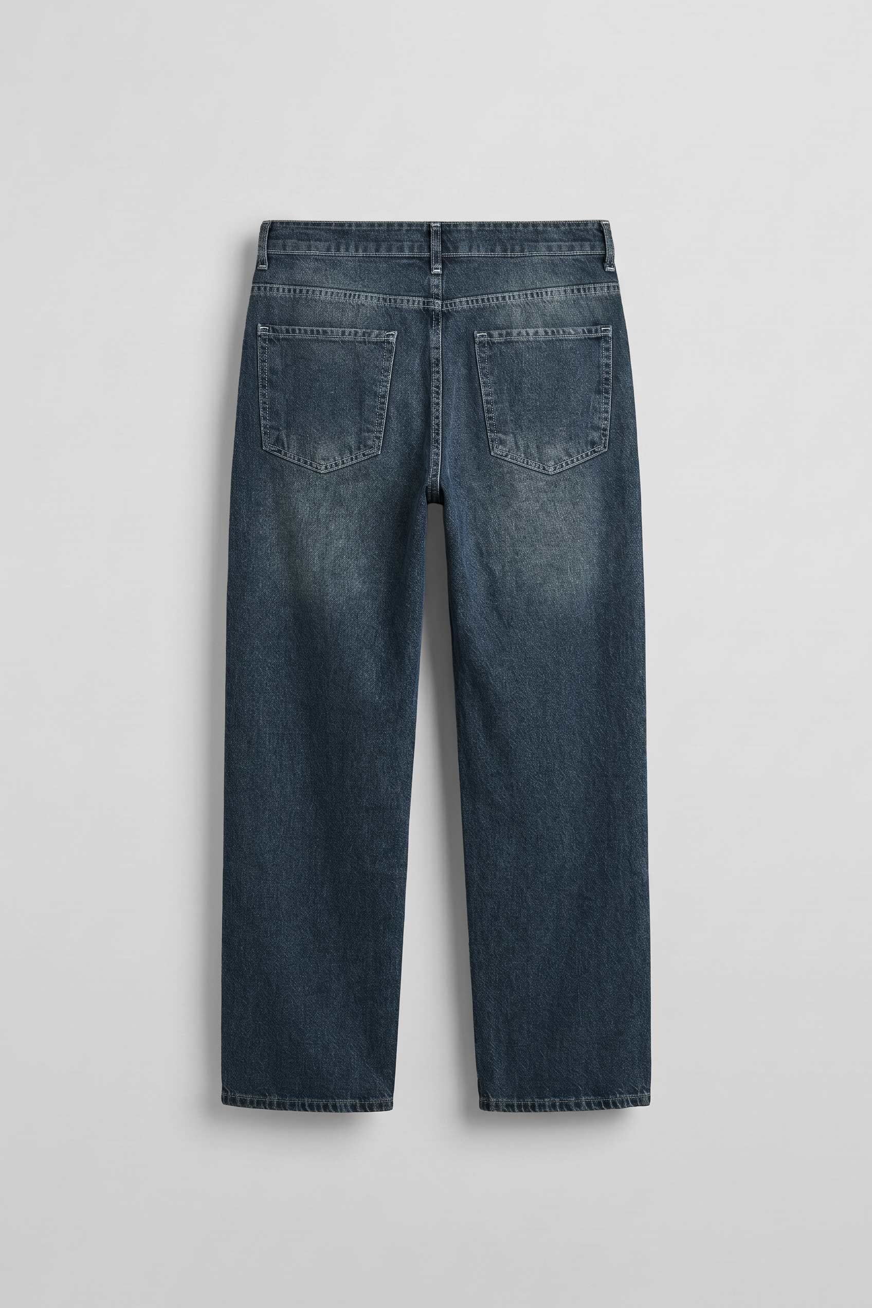 Erkek Baggy Yıkamalı Jean Pantolon Lacivert
