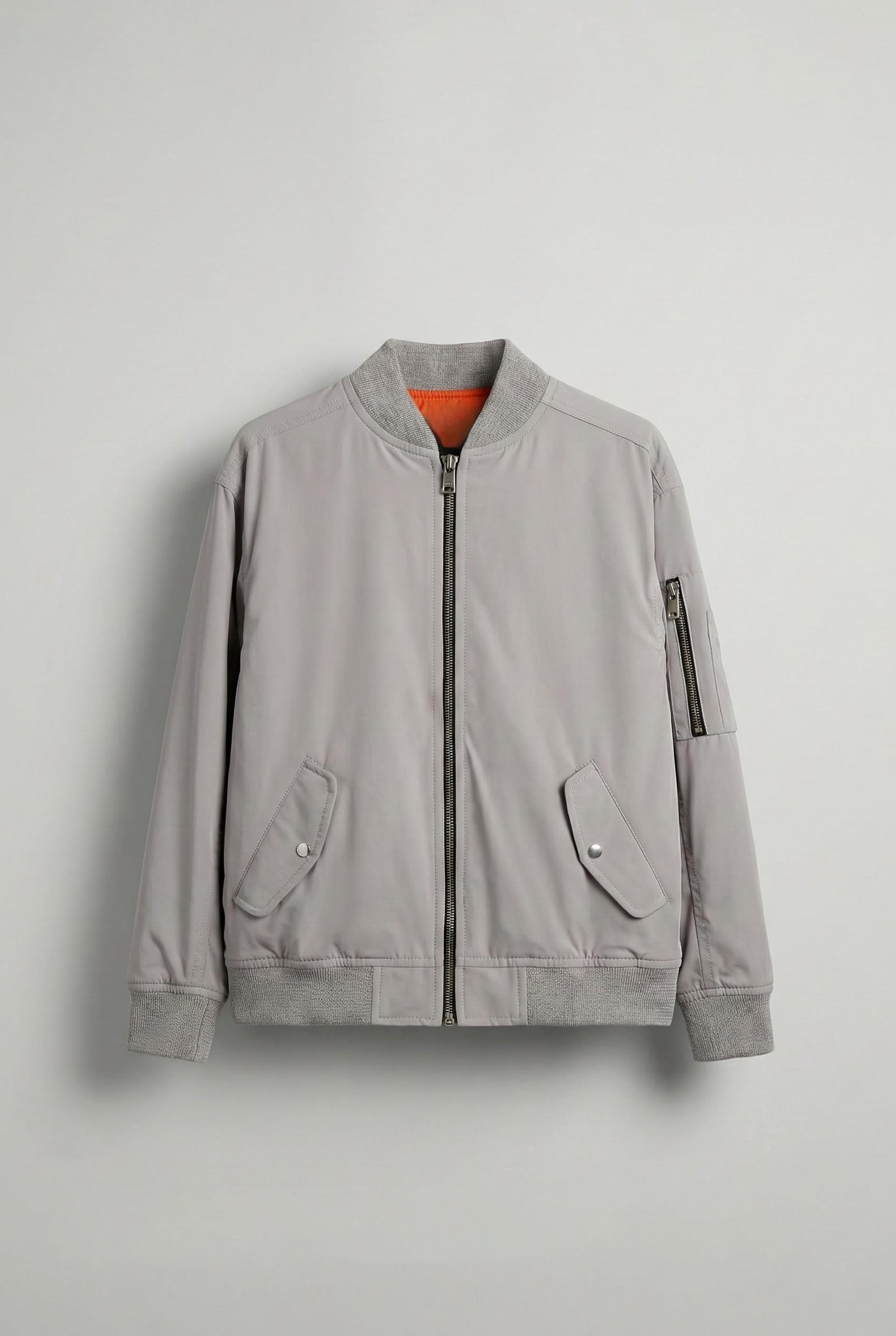 Erkek Basic Bomber Ceket Gri