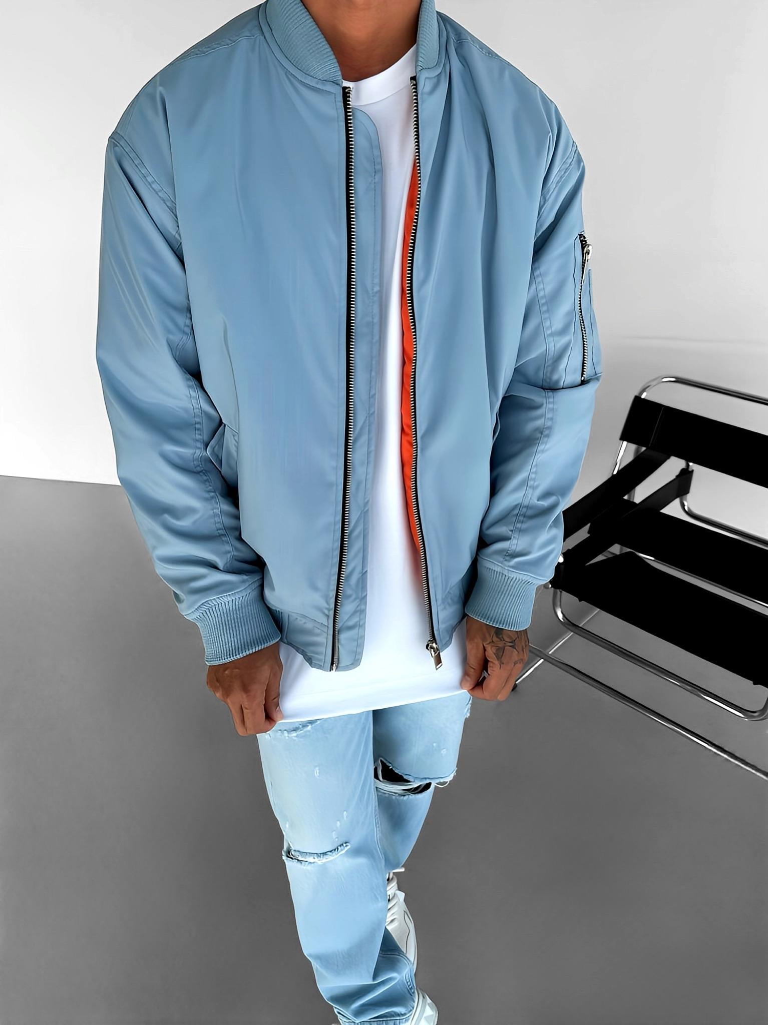 Erkek Basic Bomber Ceket Mavi