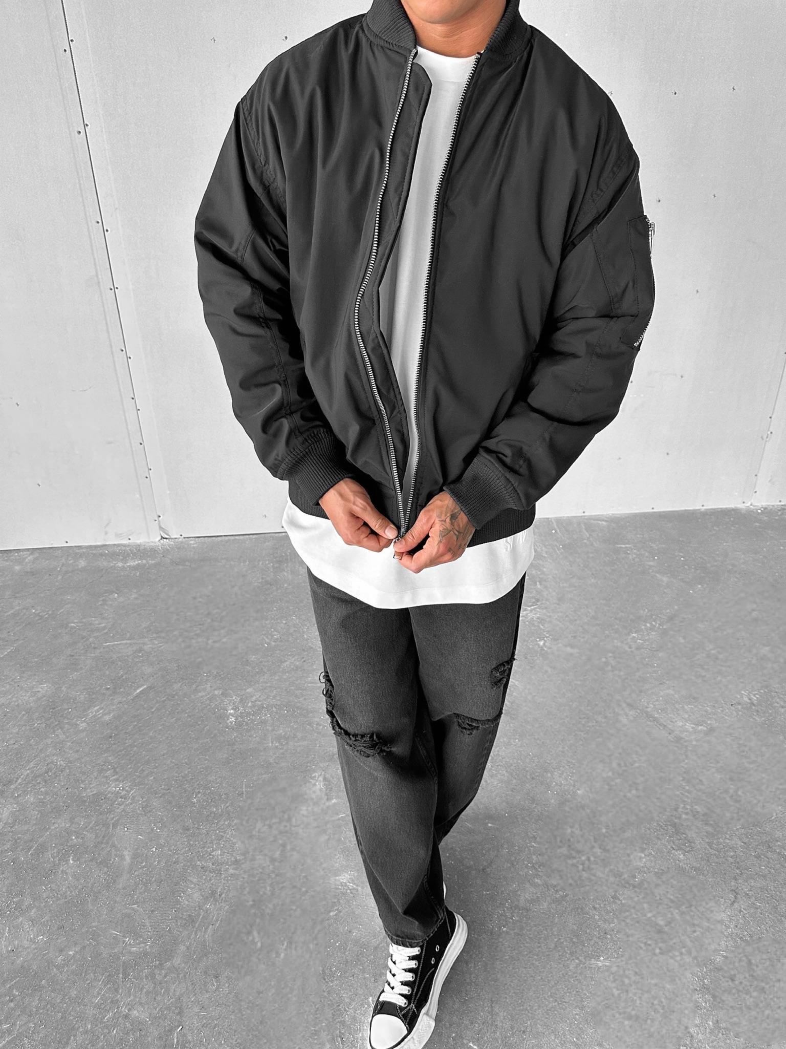 Erkek Basic Bomber Ceket Siyah