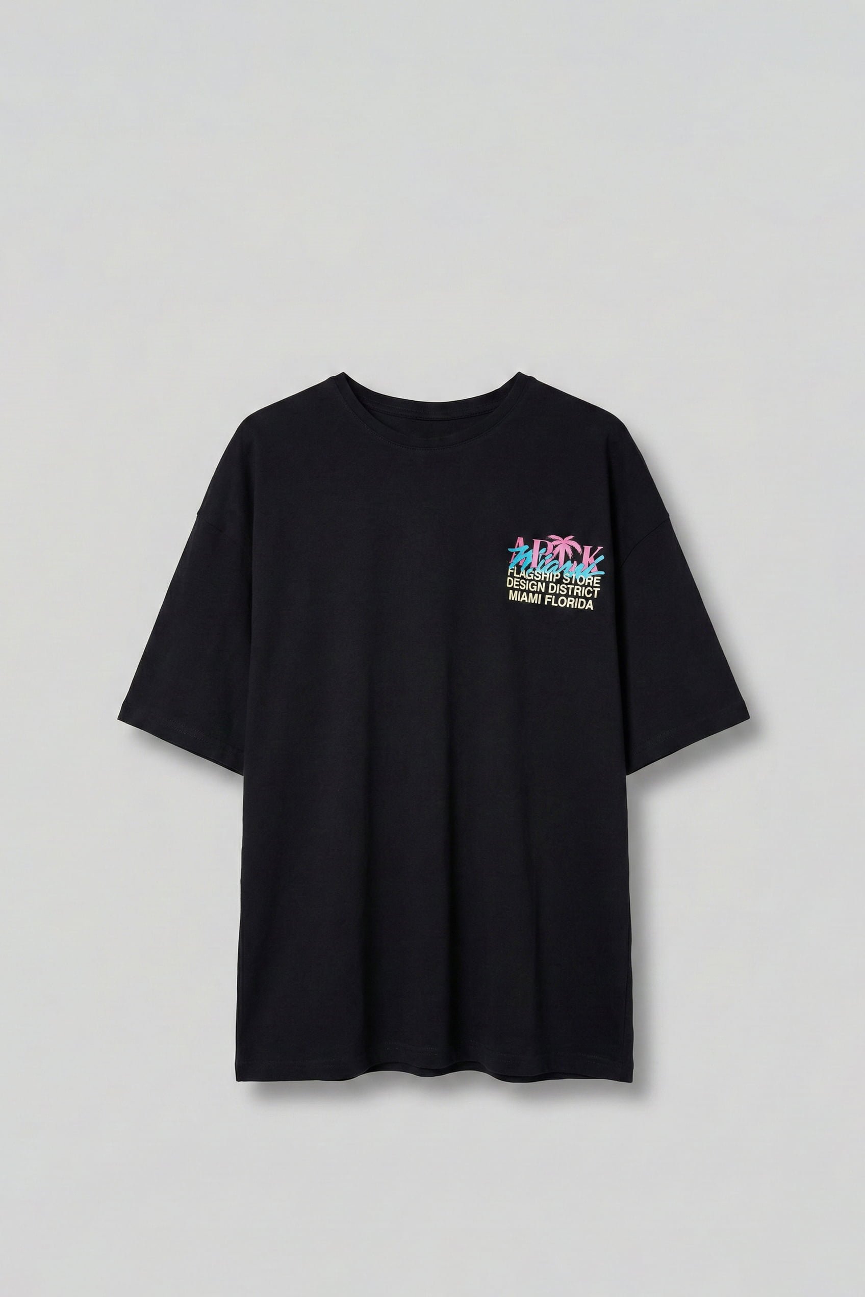 Erkek Baskılı Oversize T-Shirt Siyah