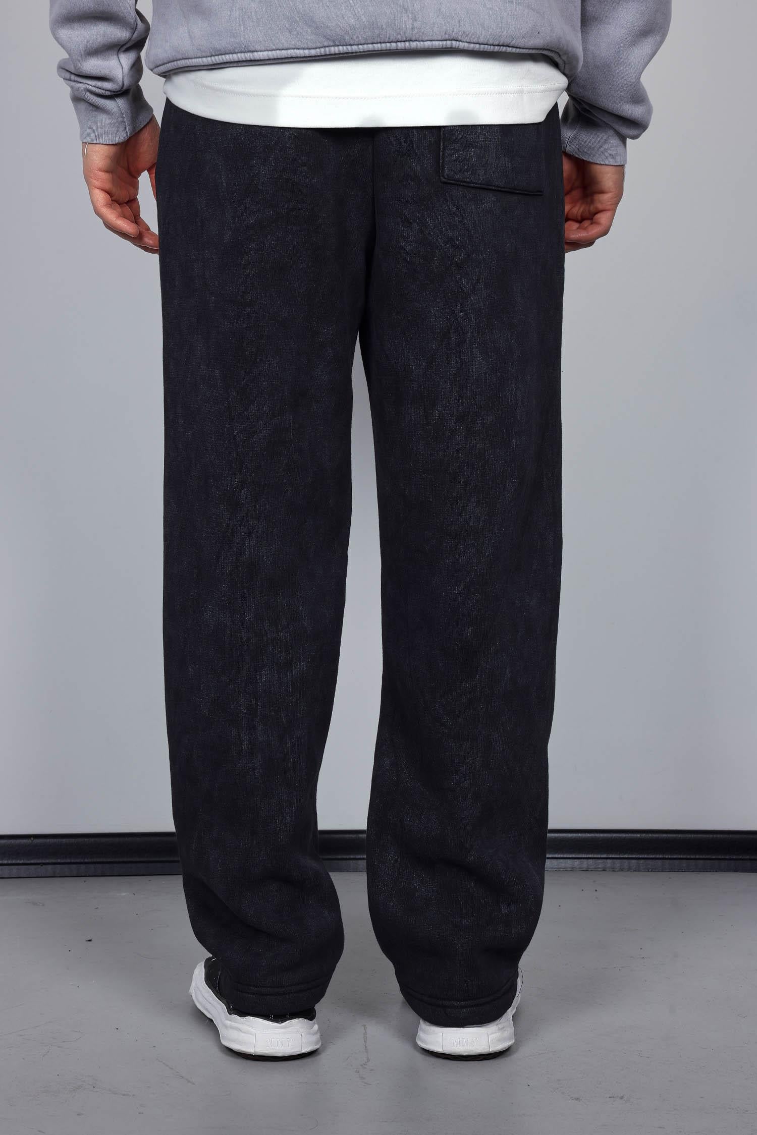 Erkek Baskılı Yıkamalı Baggy Fit Eşofman Siyah