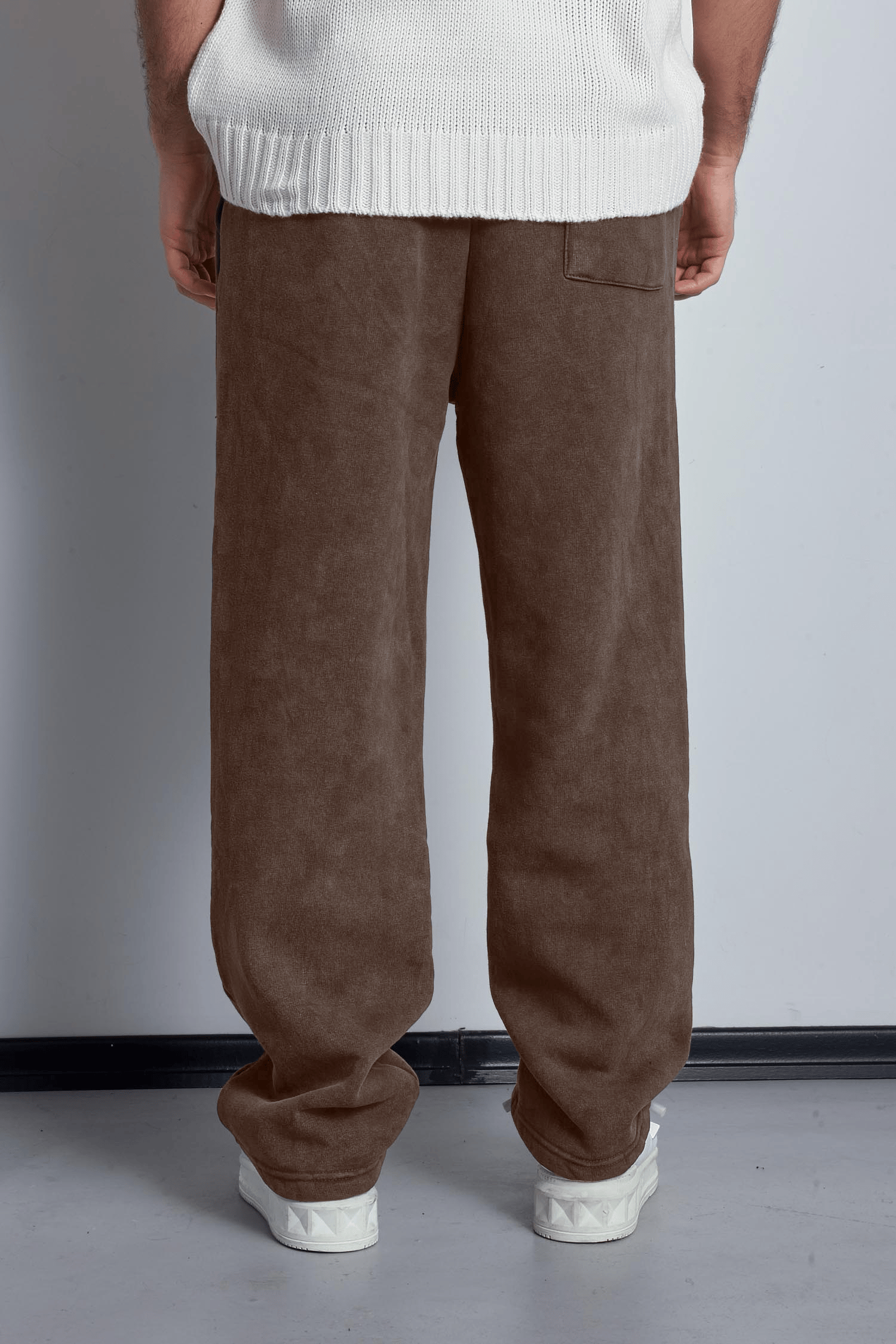 Erkek Baskılı Yıkamalı Baggy Fit Eşofman Kahverengi