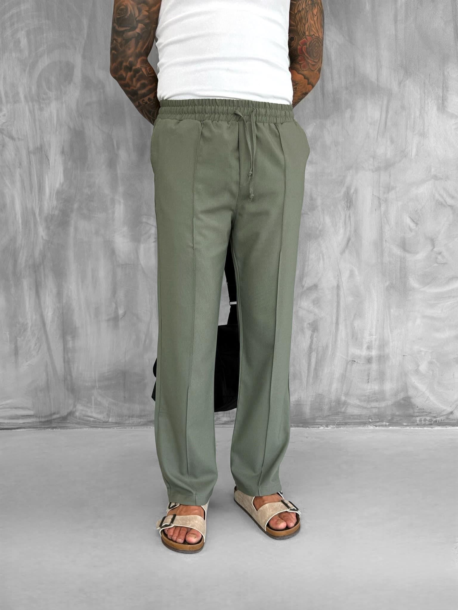 Erkek Beli Lastikli Baggy Pantolon Haki