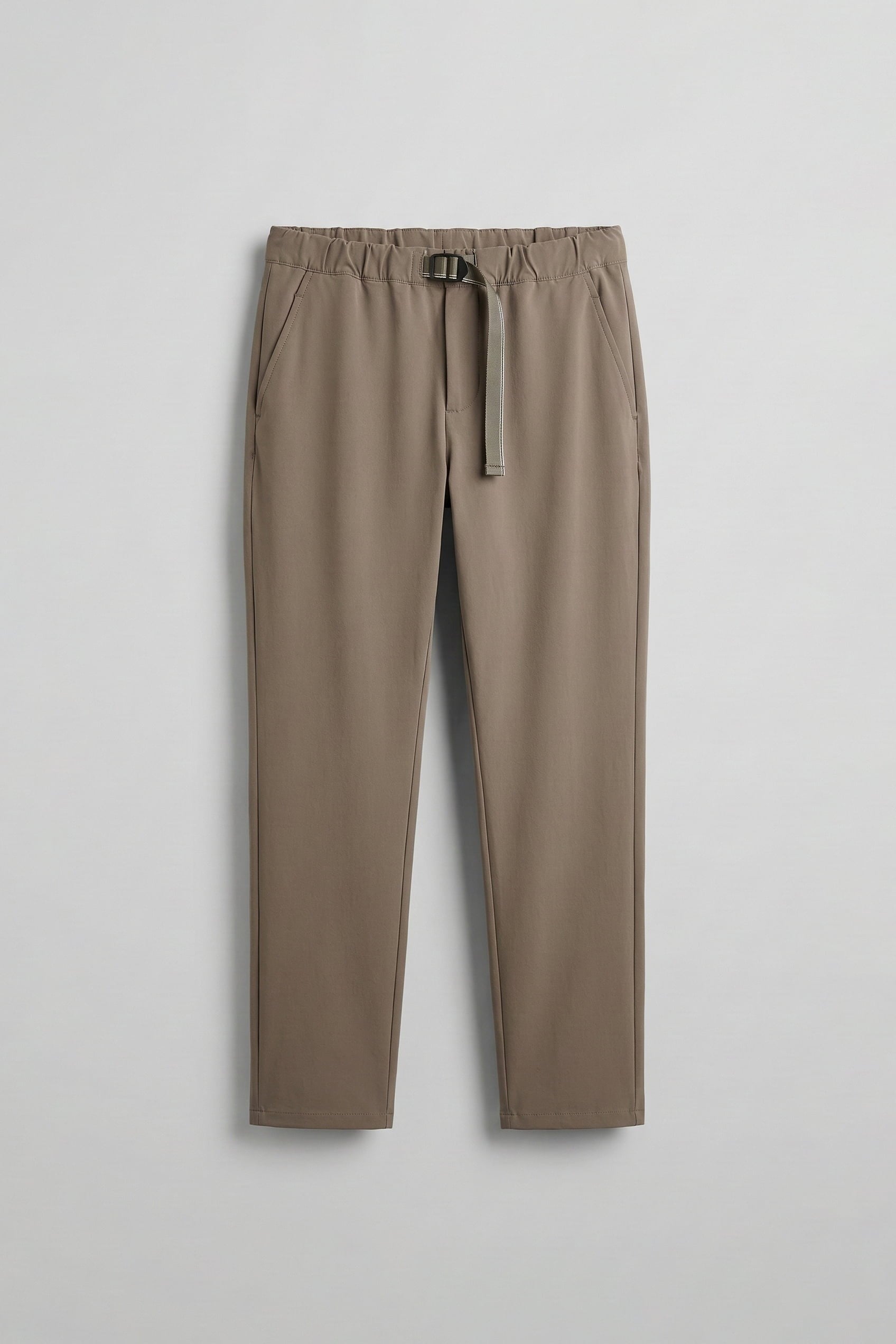 Erkek Beli Lastikli Tecno Kumaş Slim Fit Pantolon Vizon