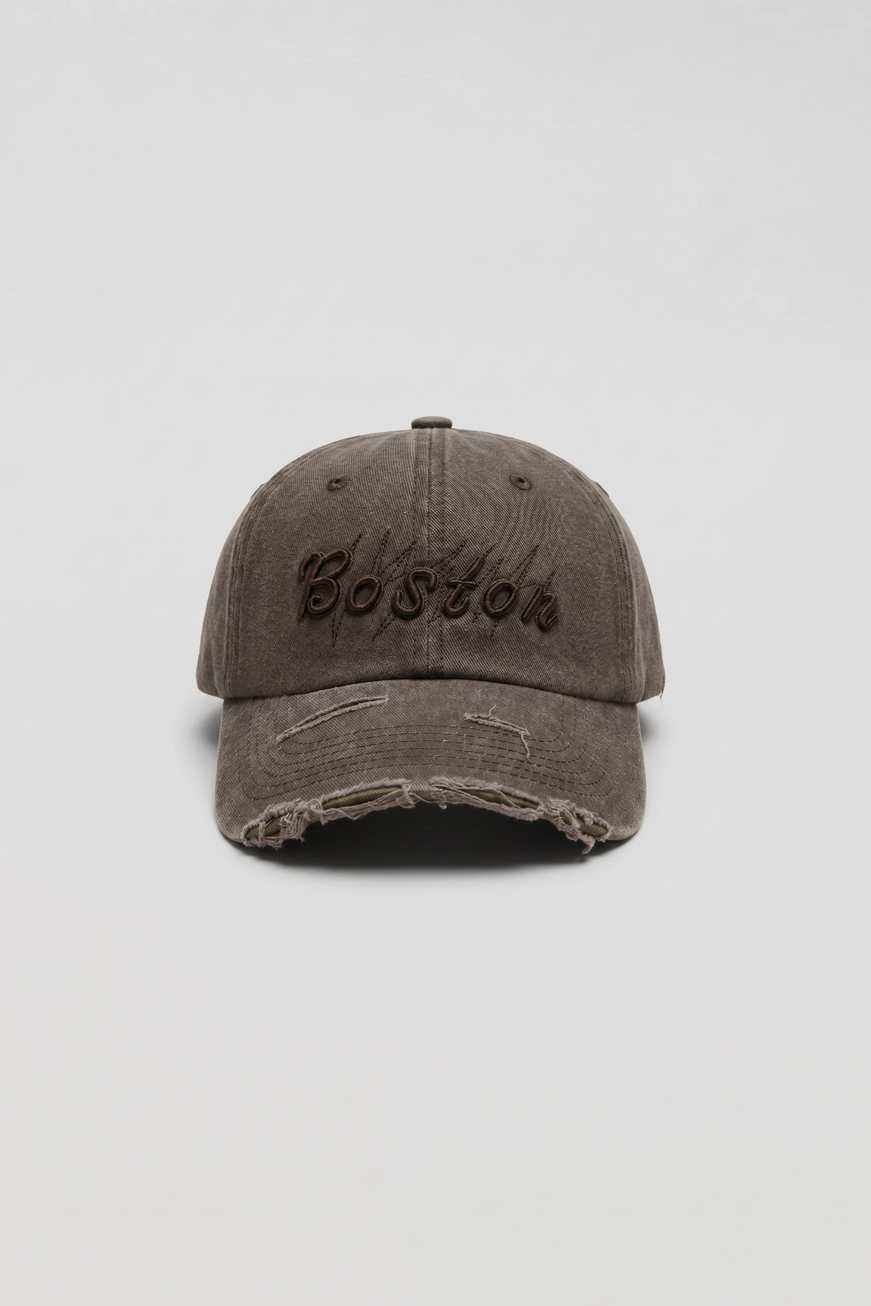 Erkek Boston Vintage Yıkamalı Beyzbol Şapka Kahverengi