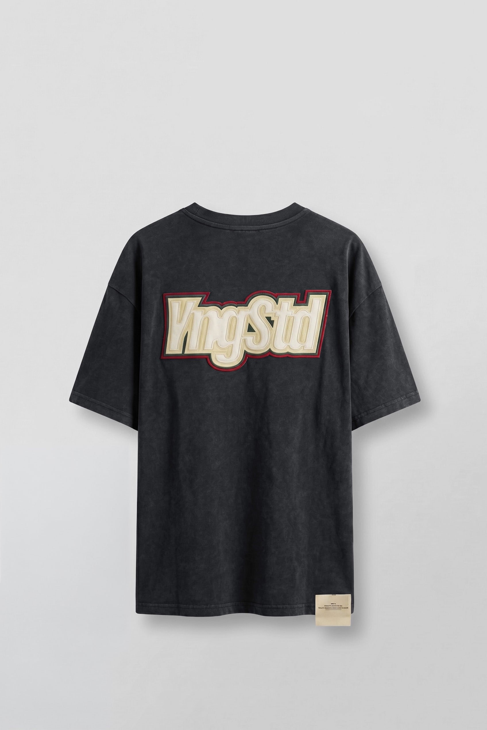 Erkek Boxy Fit Kabartma Nakışlı T-Shirt Siyah