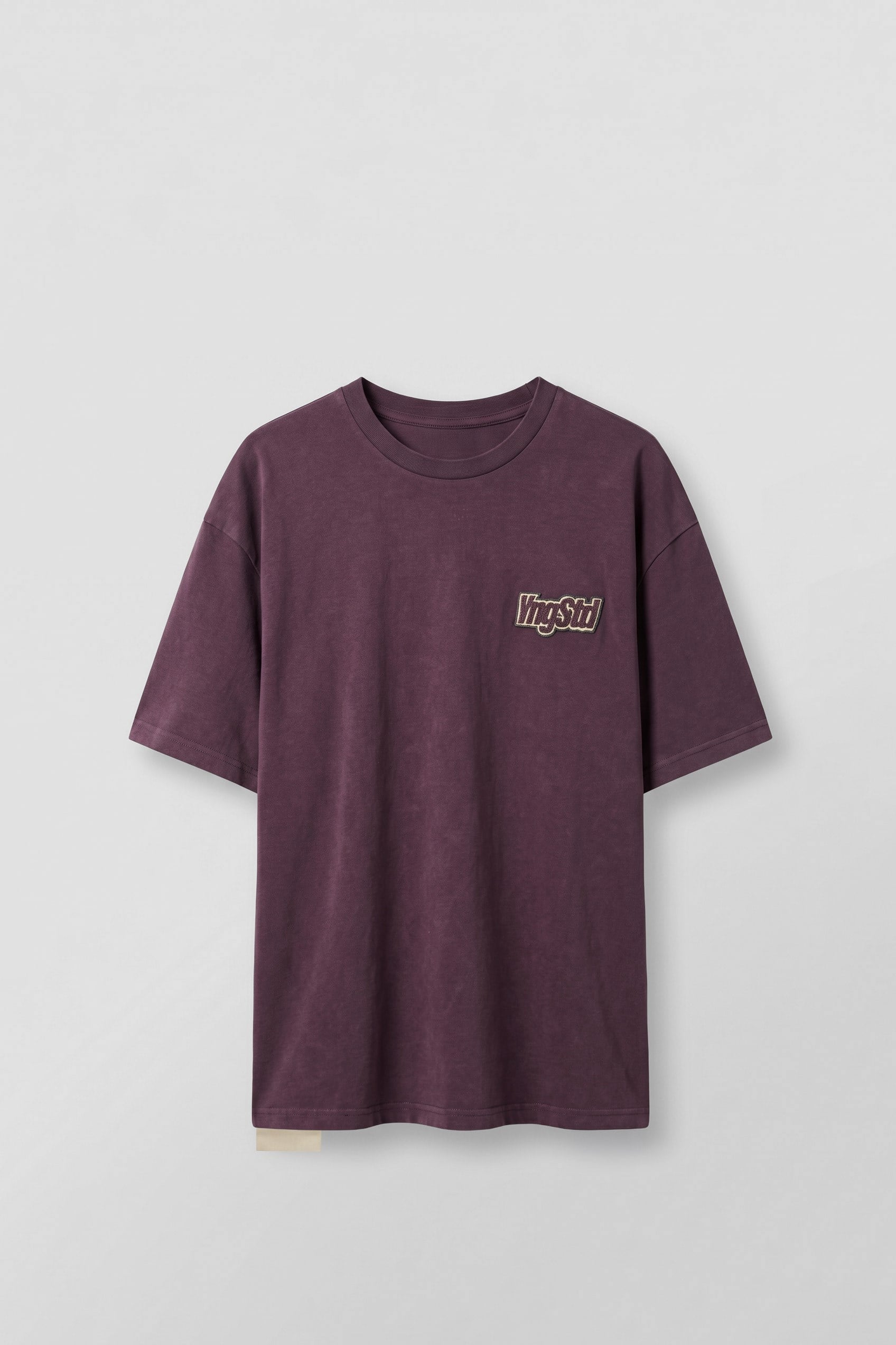 Erkek Boxy Fit Kabartma Nakışlı T-Shirt Bordo